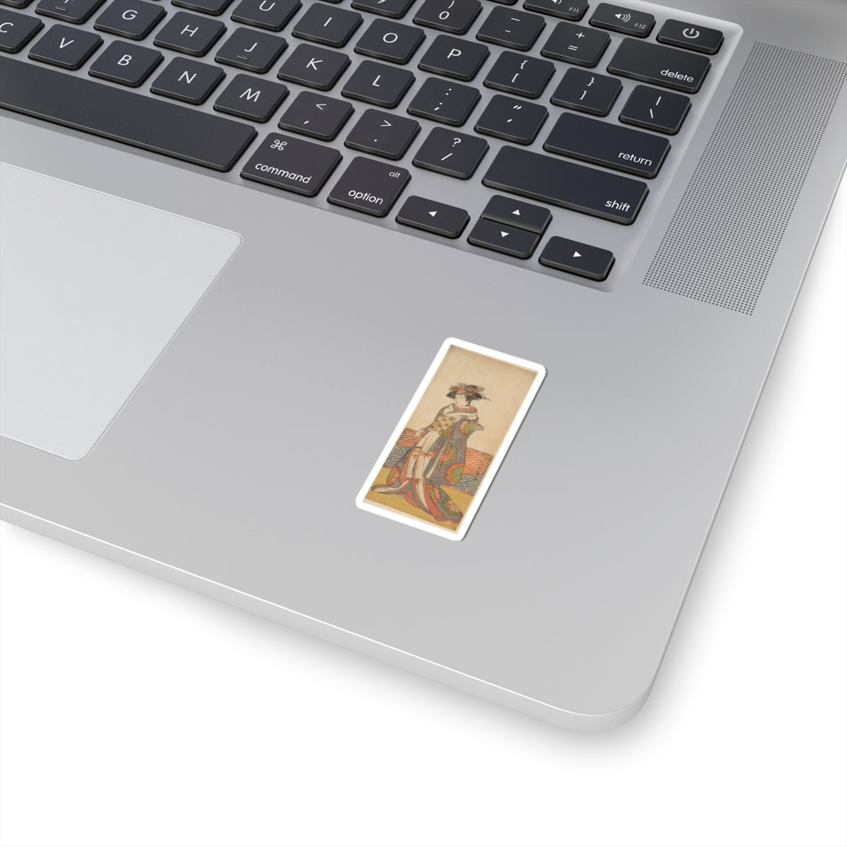 Product Marketing — The Third Segawa Kikunojo As A Woman Standing In A Room Having A Wave-Pattern Da — Kiss-Cut Sticker