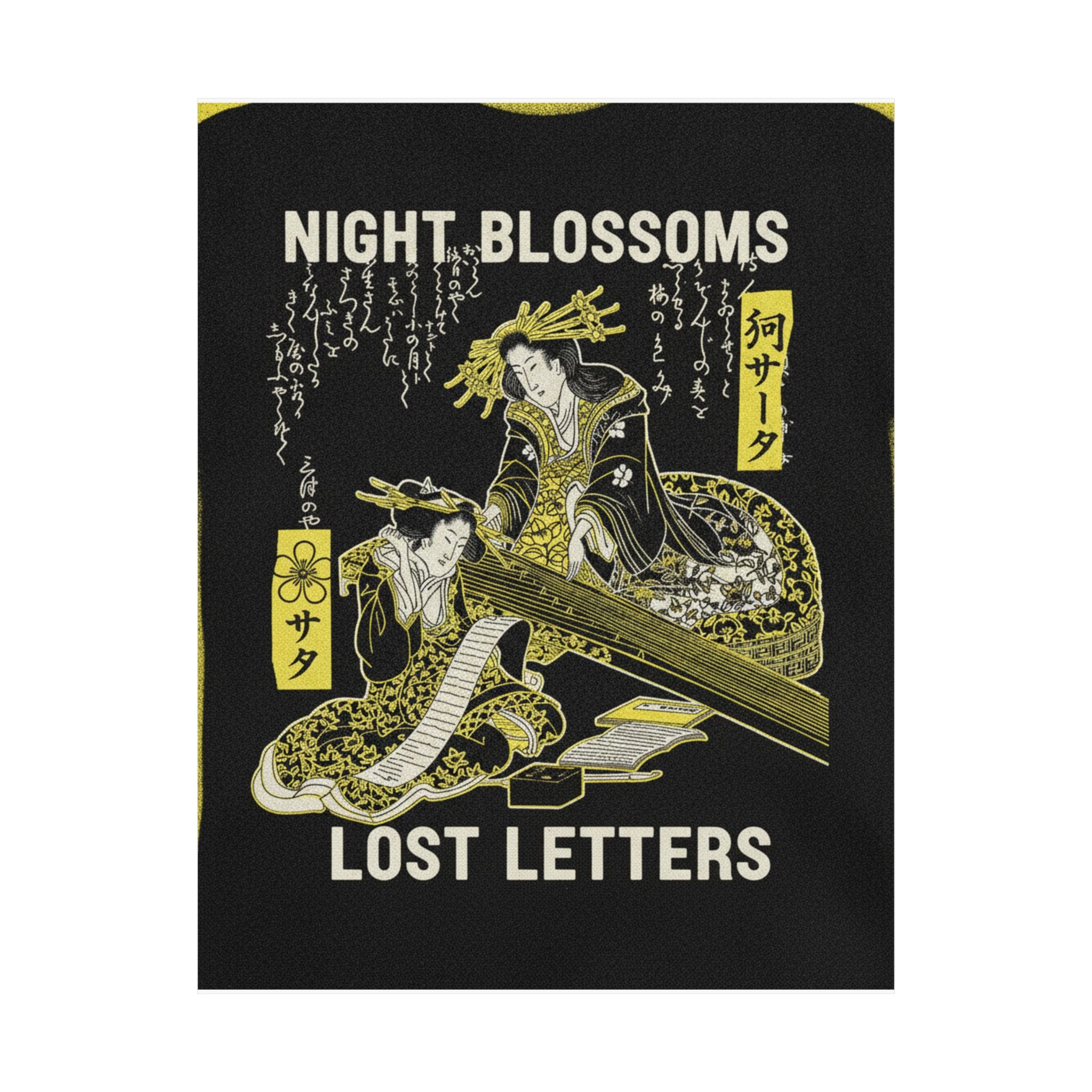 Streetwear Collage — Two Courtesans, One Playing A Koto (Harp) And The Other Reading A Letter — Matte Poster
