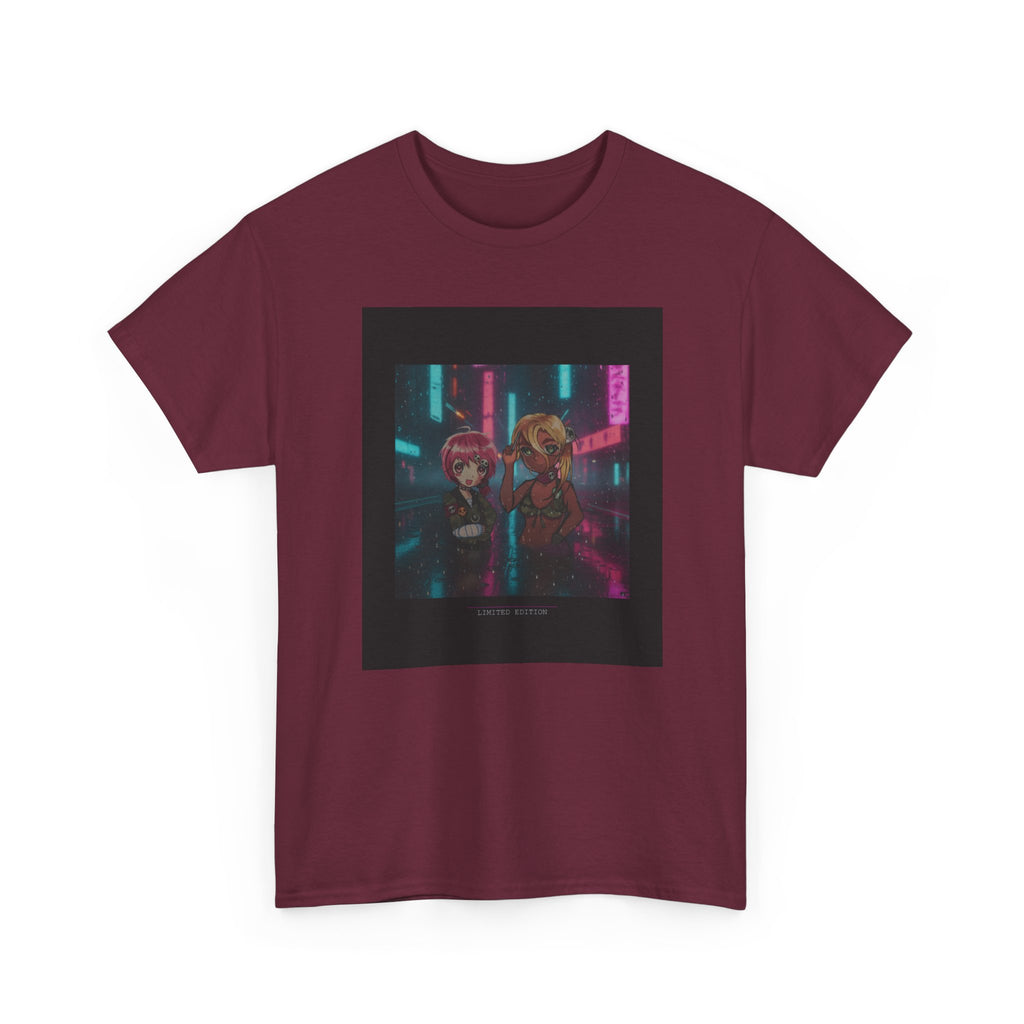 Neon Alley Anime Duo Cyberpunk Night Graphic Tee
