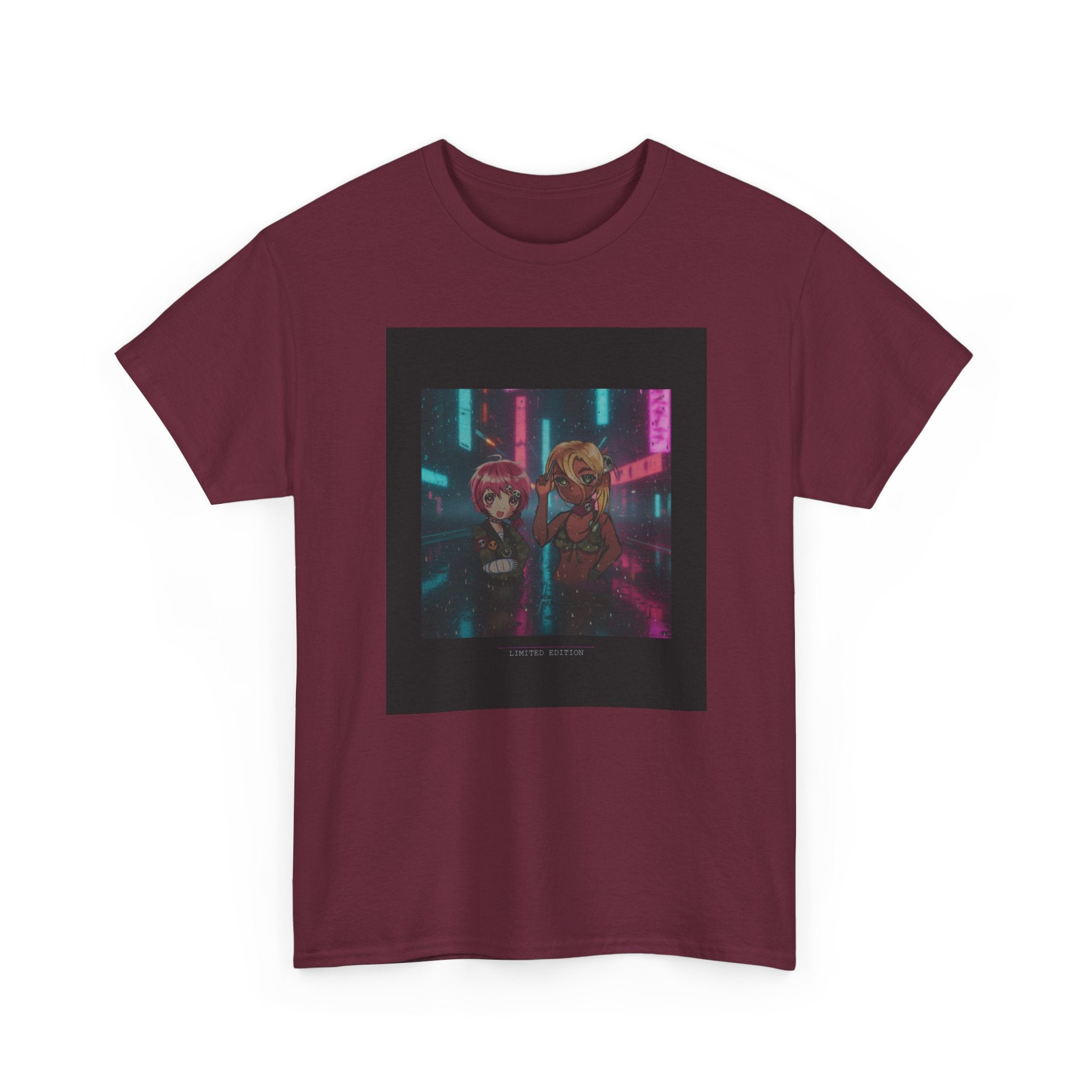 Neon Alley Anime Duo Cyberpunk Night Graphic Tee