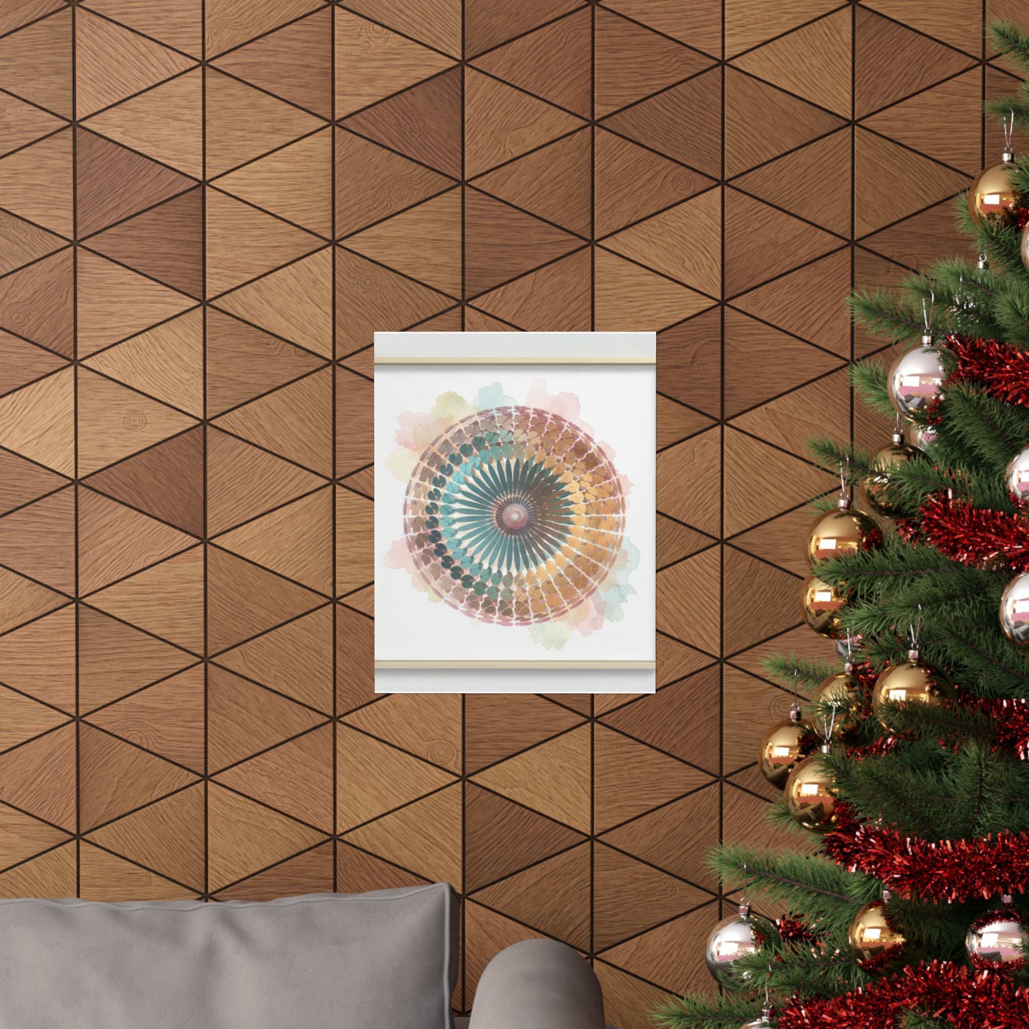 Terracotta and Teal Watercolour Spiral Mandala Poster