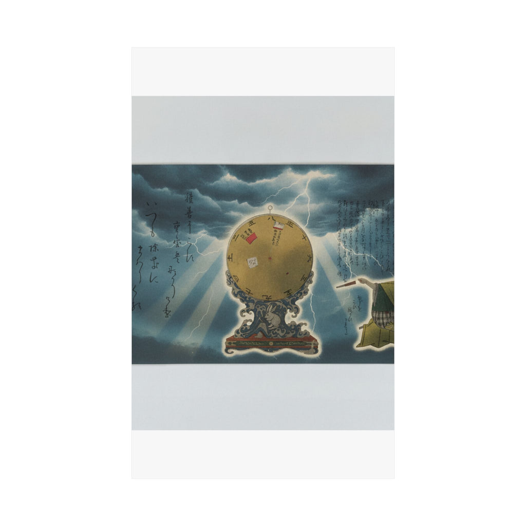 Dramatic Storm — Moveable Rotating Calendar Mounted On Elaborate Wave-Base With Rabbit Crest — Matte Poster