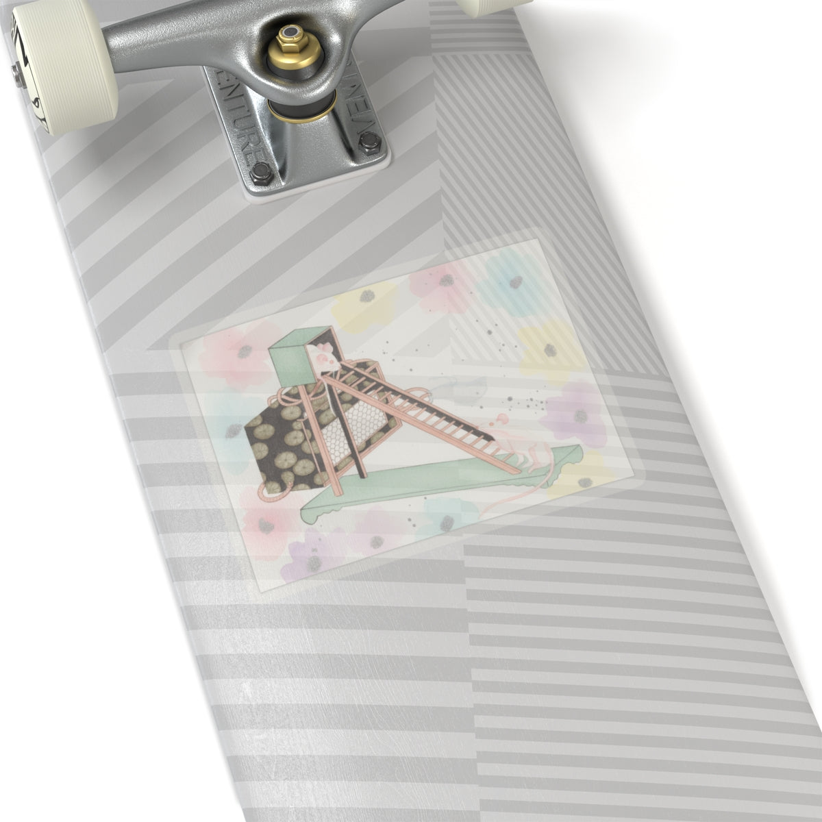 Watercolor — White Mice Playing — Kiss-Cut Sticker