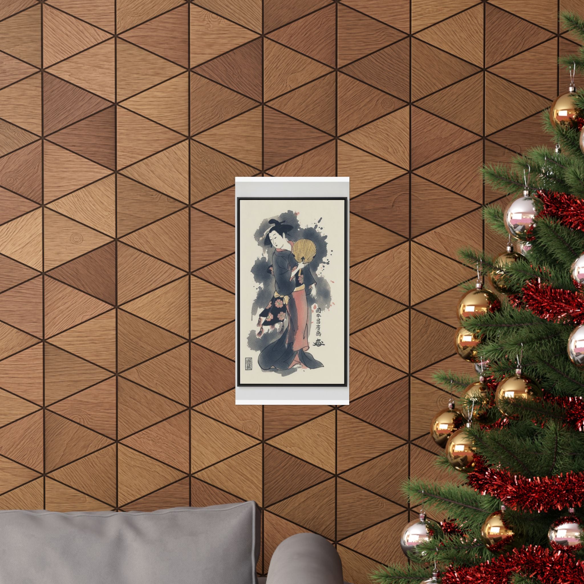 Watercolor — Girl With Fan — Matte Poster