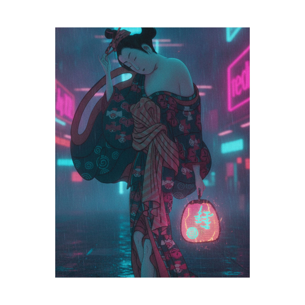 Neon Noir — Summer Willow In The Breeze — Matte Poster