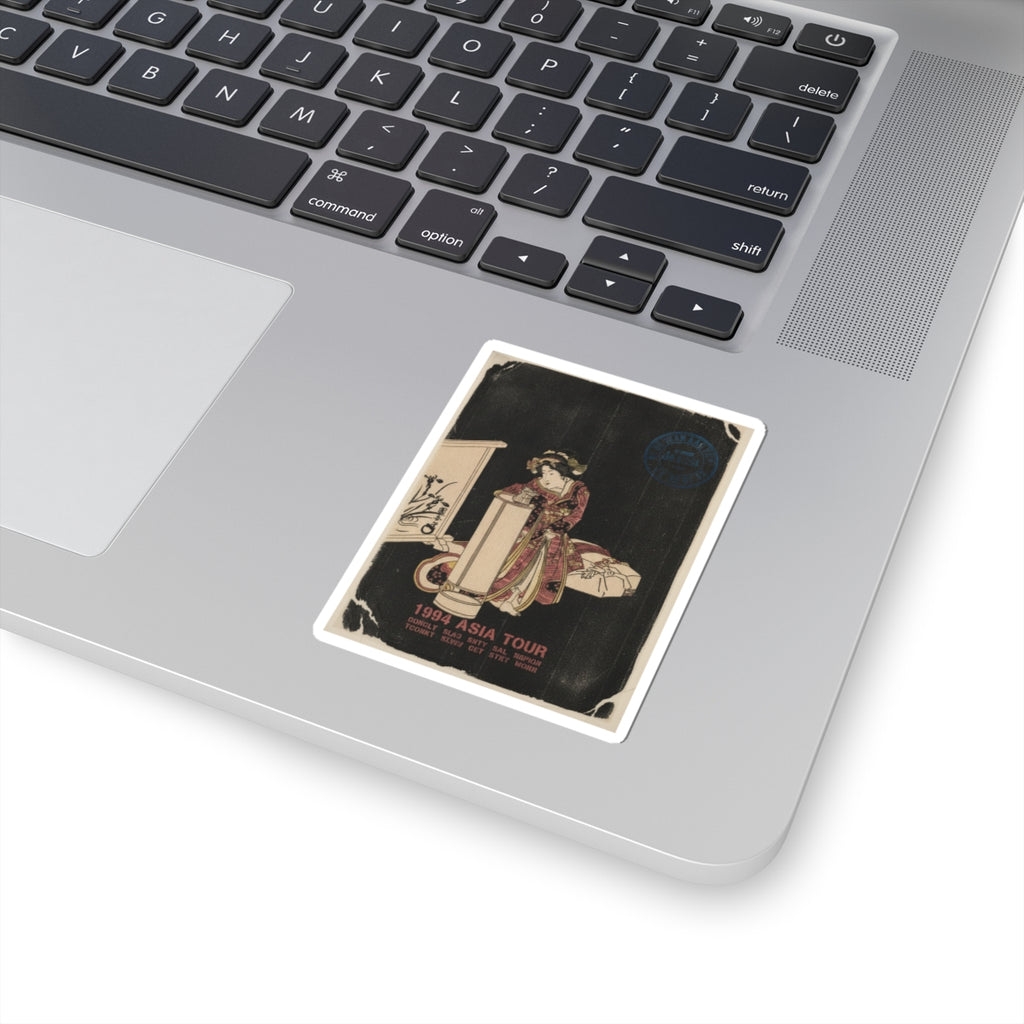 Vintage Bootleg — Young Woman Leaning Over A Tall Lamp — Kiss-Cut Sticker