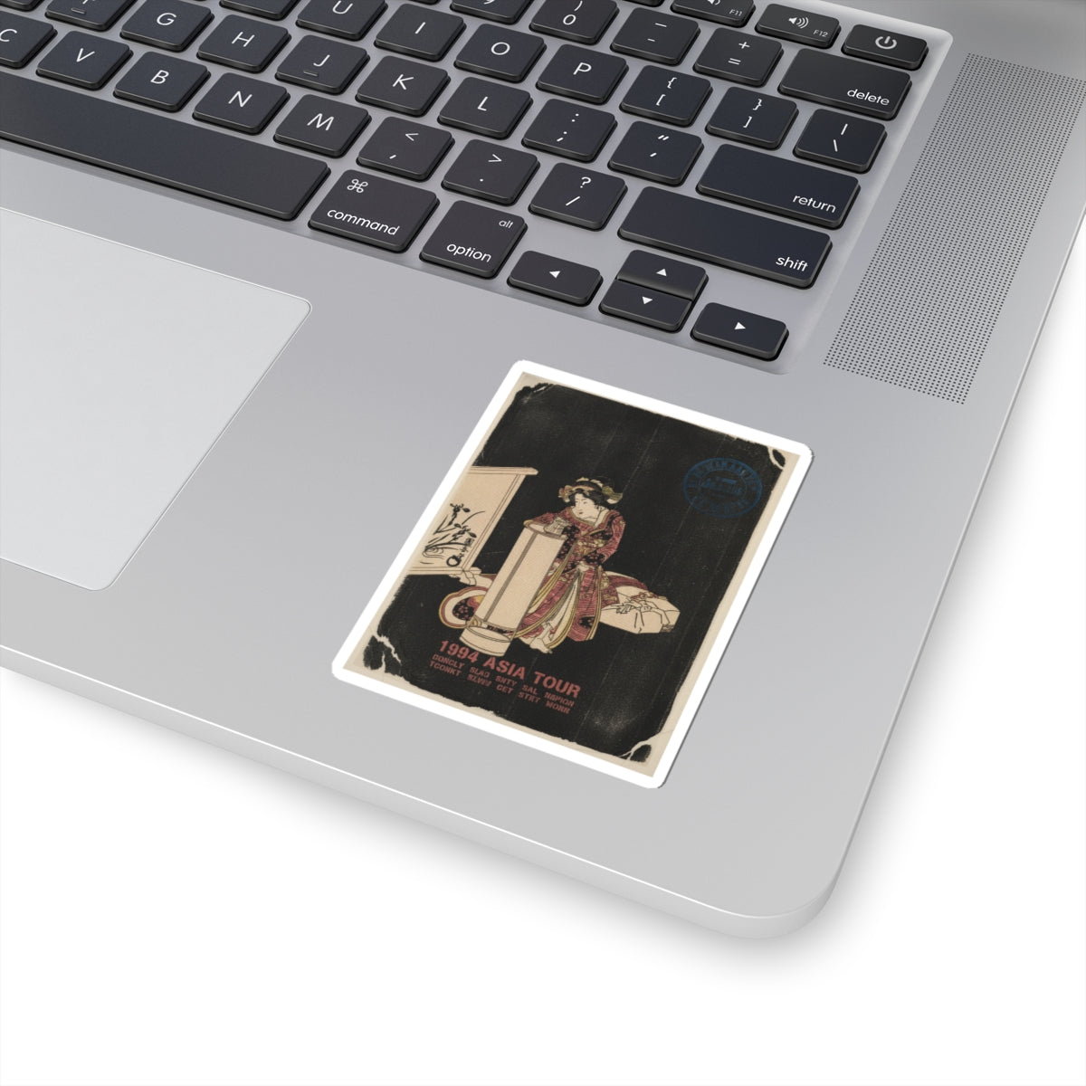 Vintage Bootleg — Young Woman Leaning Over A Tall Lamp — Kiss-Cut Sticker