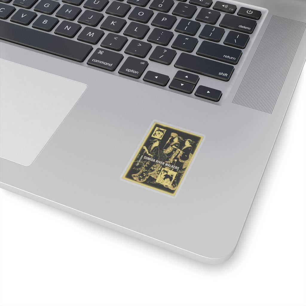 Streetwear Collage — Three Young Women Strolling On The Bank Of The Sumida River — Kiss-Cut Sticker