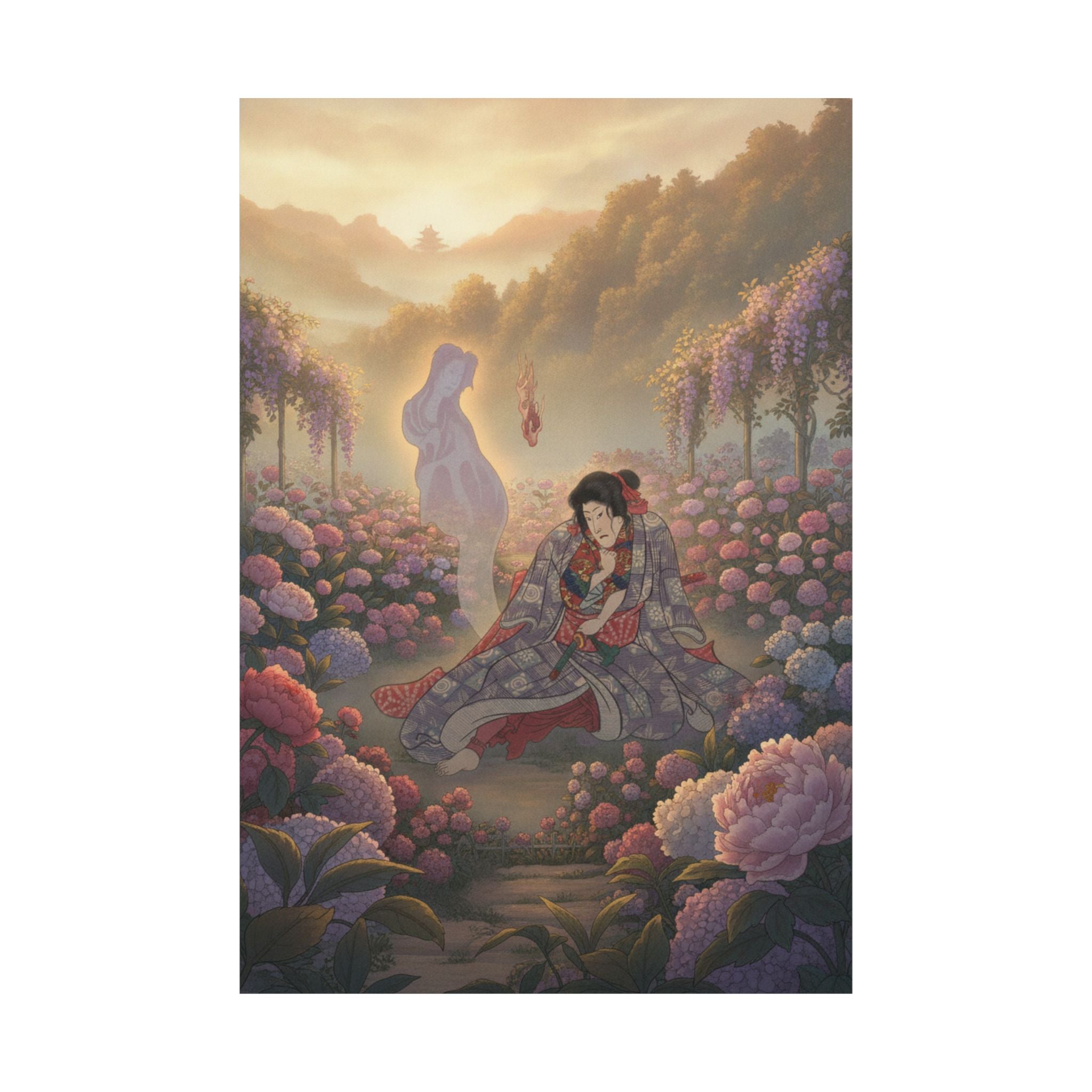 Scenic Nature — Toriyama Akinari Terutada With Ghost; (The Lavender Chapter) — Matte Poster