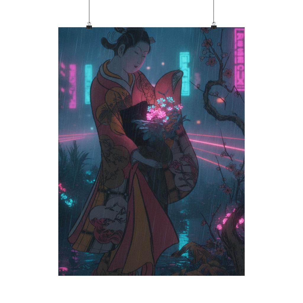 Neon Noir — A Young Lady In A Garden — Matte Poster