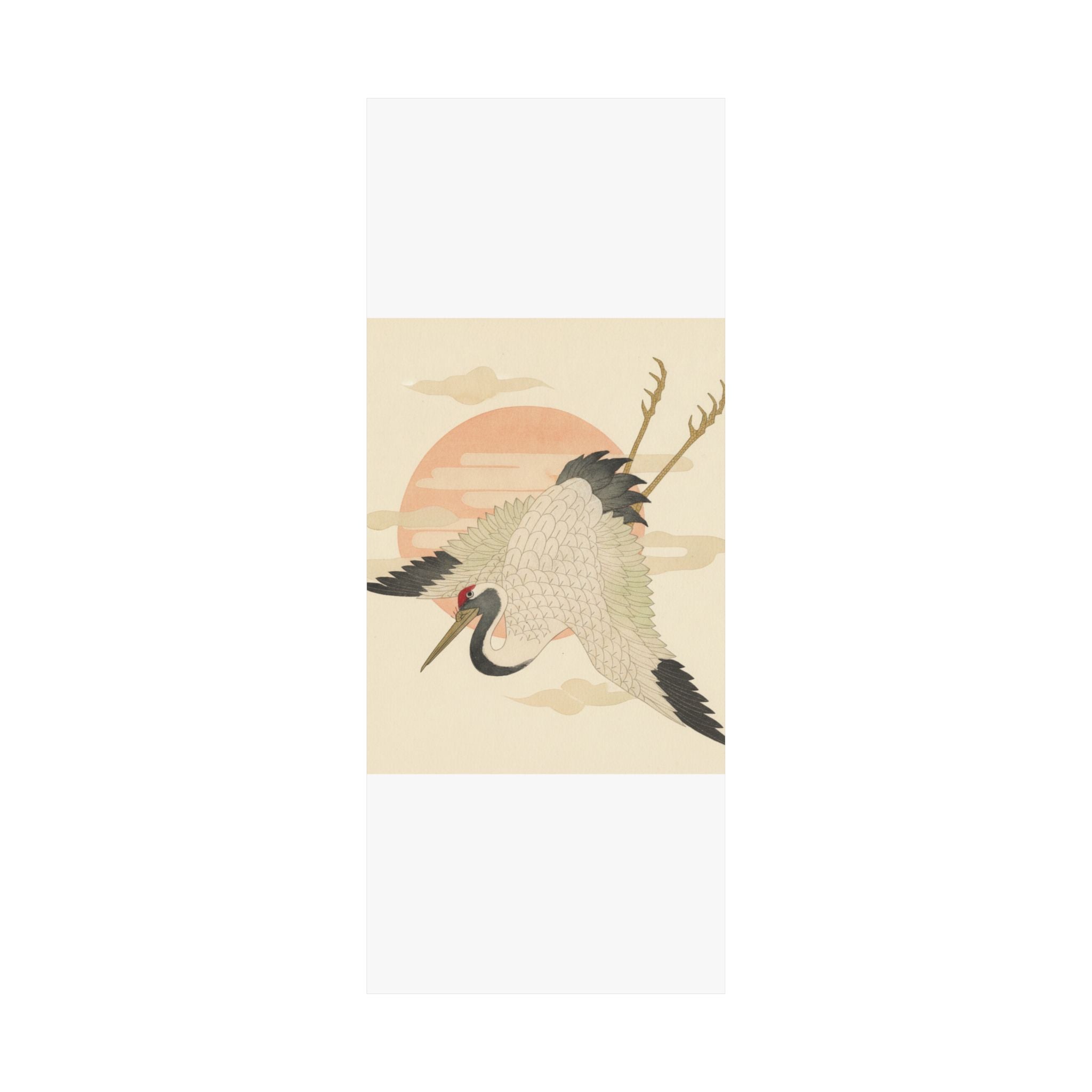 Botanical — White Crane Flying Across The Sun'S Disc — Matte Poster