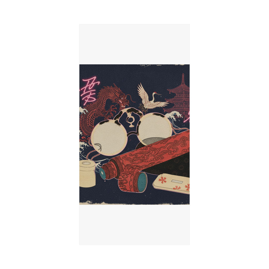 Japanese Street — Spectacles And Telescope With Cases — Matte Poster
