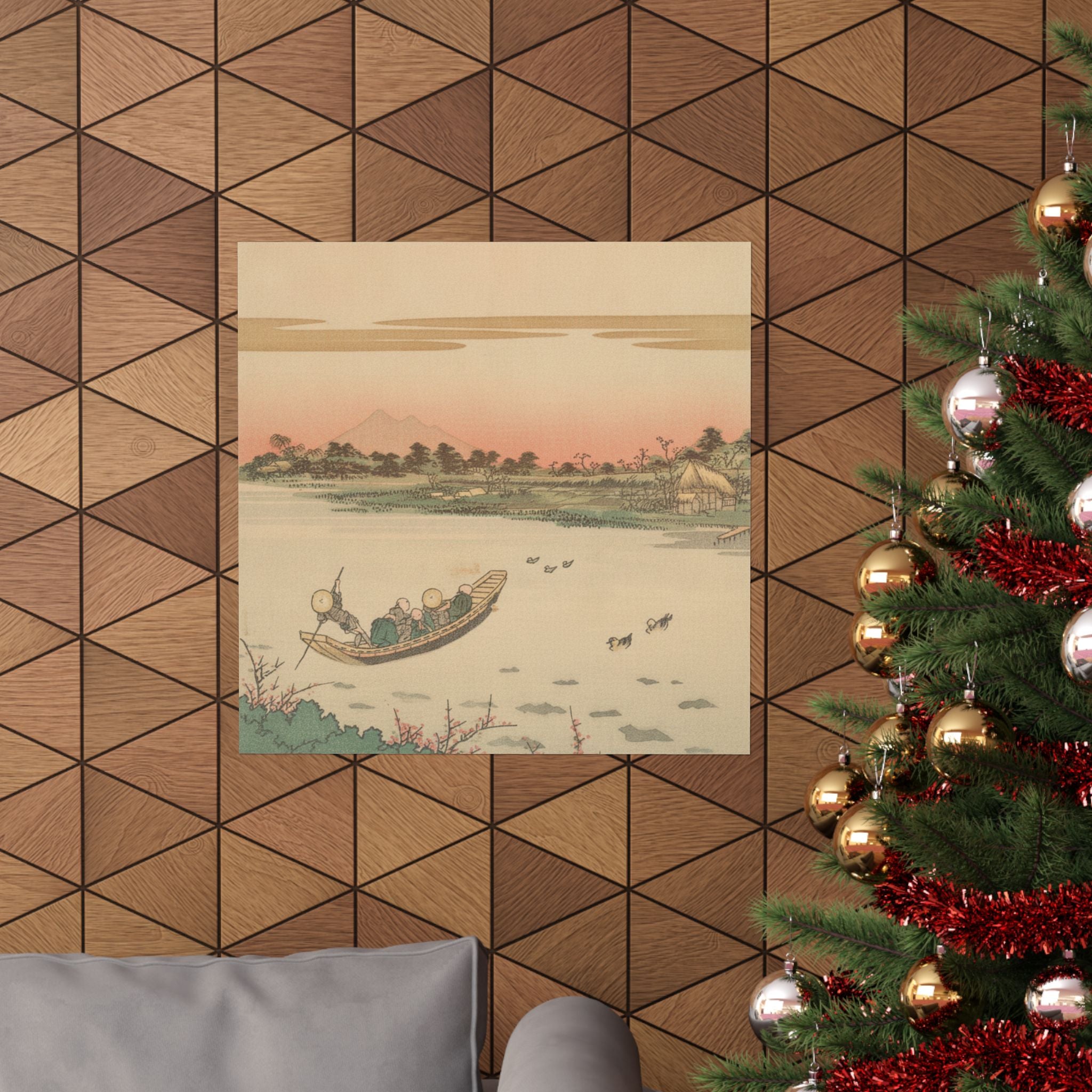 Southern Sunset — Boat Ferrying Across River — Matte Poster