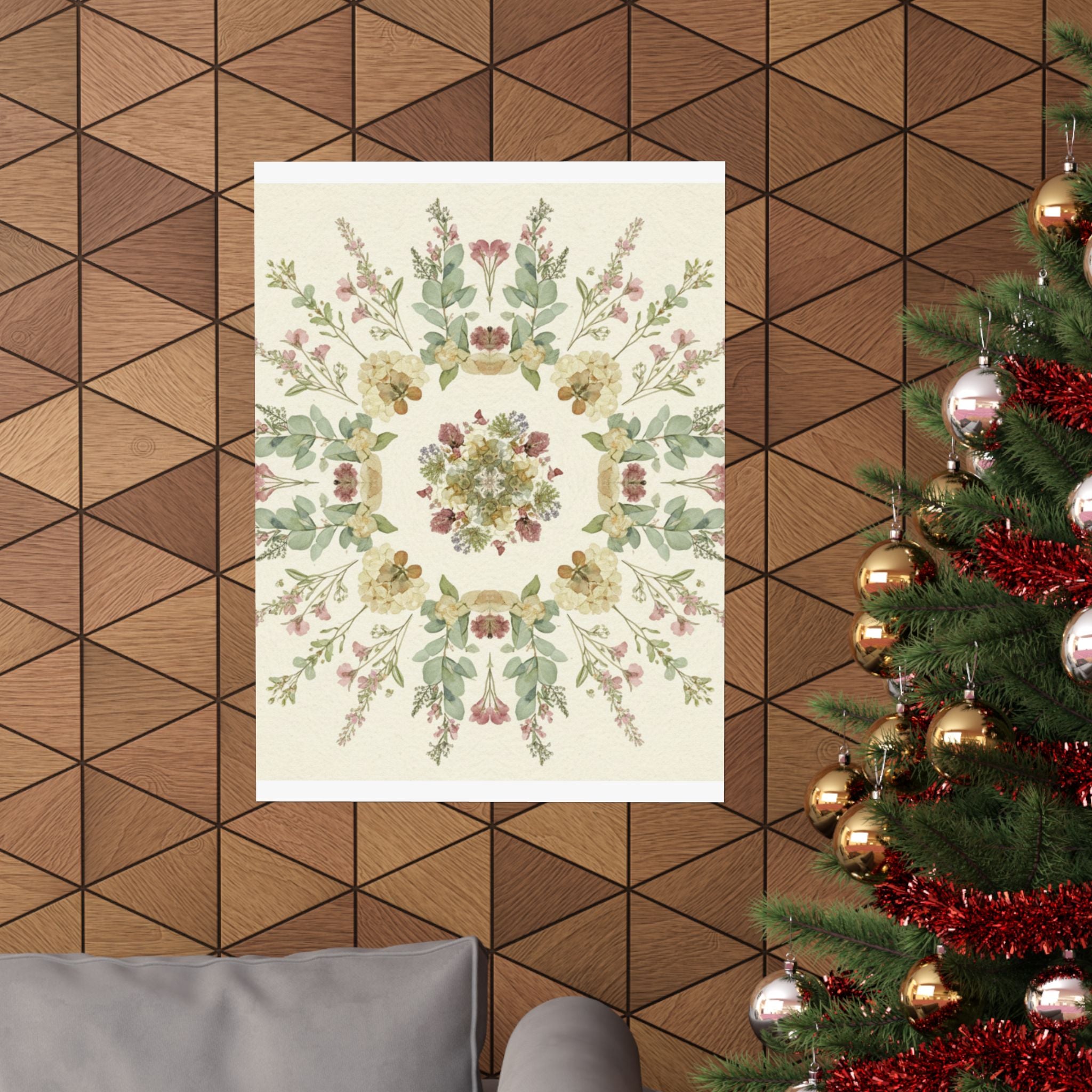 Pressed Wildflower Symmetry Cottagecore Botanical Poster