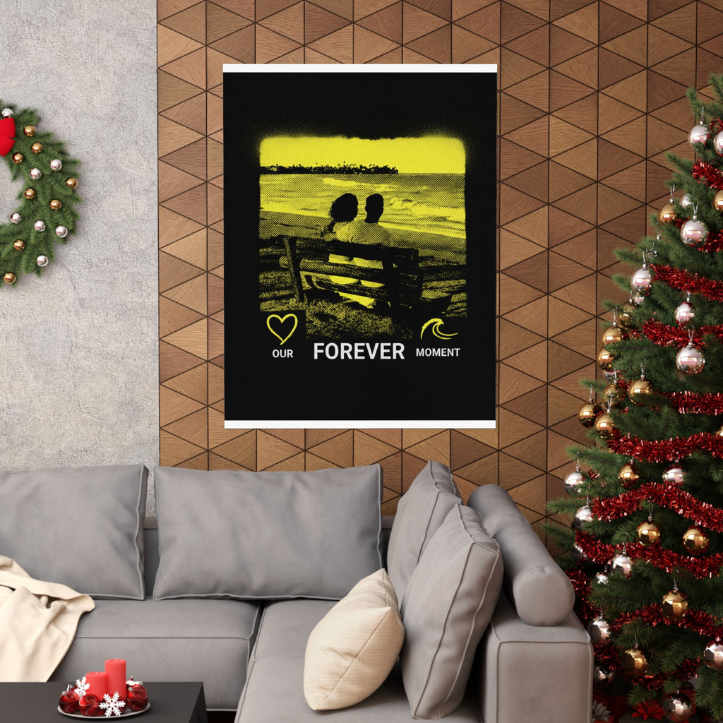 Our Forever Moment Beach Sunset Couple Yellow Matte Poster