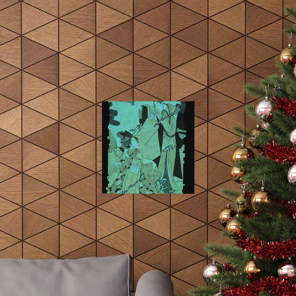 Glitch Culture — Young Lady With Drum And Man With Fan Saluting Her — Matte Poster