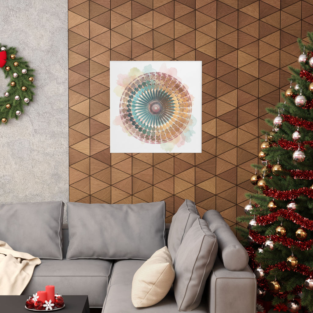 Terracotta and Teal Watercolour Spiral Mandala Poster