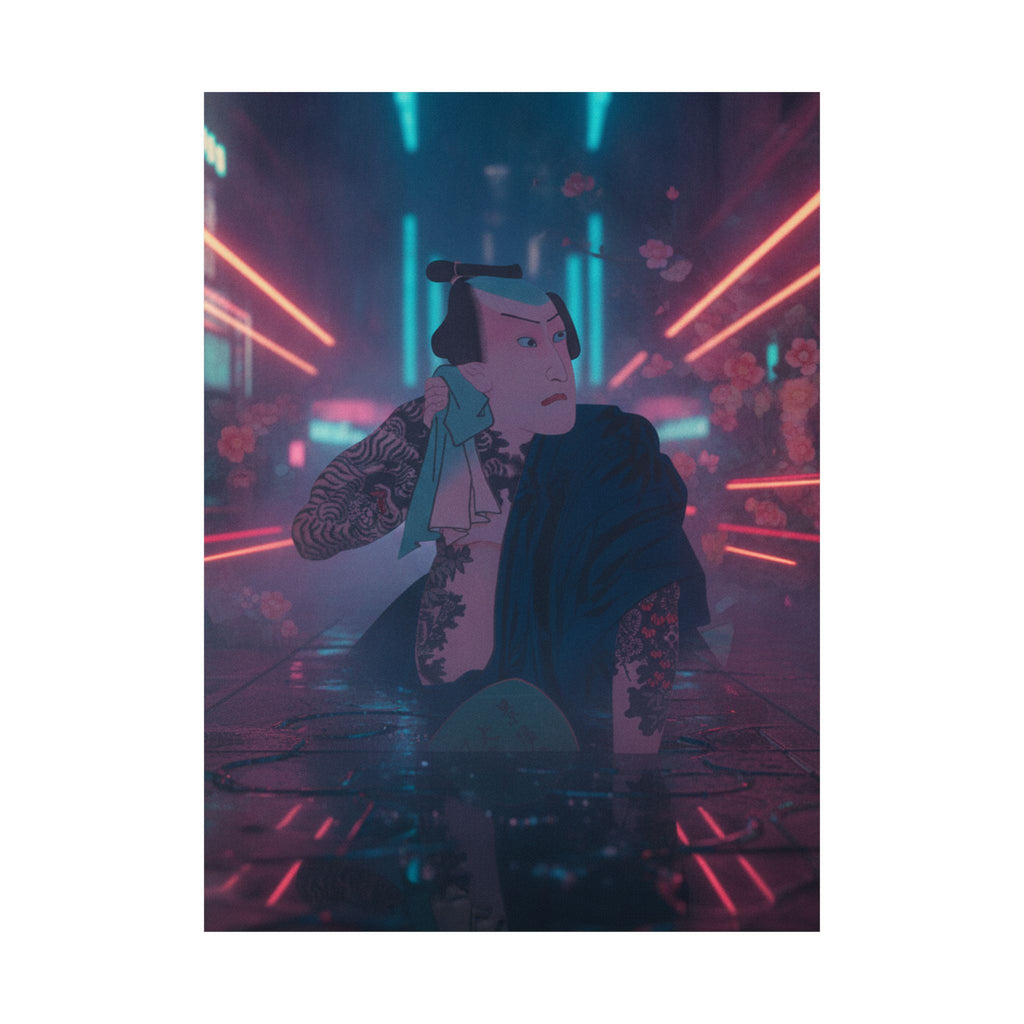 Neon Noir — The Actor Kawarazaki Gonjūrō I As Ude No Kisaburō, Likened To Wu Song The Asceti — Matte Poster