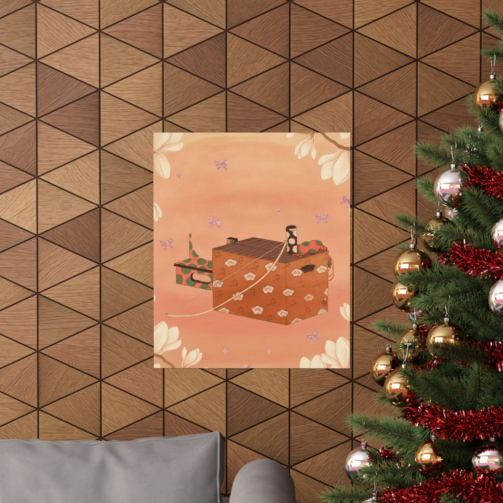 Southern Sunset — Box For Sugoroku Game (A Kind Of Backgammon), Bow And Drum — Matte Poster