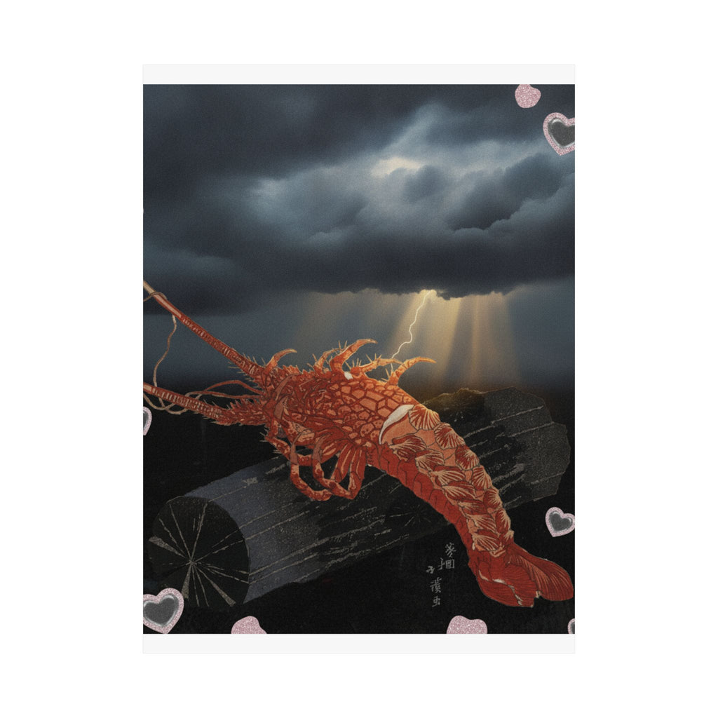 Dramatic Storm — Lobster On A Piece Of Charcoal — Matte Poster