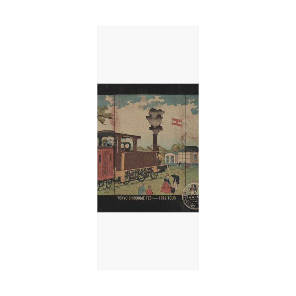 Vintage Bootleg — Illustration Of A Steam Locomotive Passing Shiodome In Tokyo (Tōkyō Shiodome Tes — Matte Poster