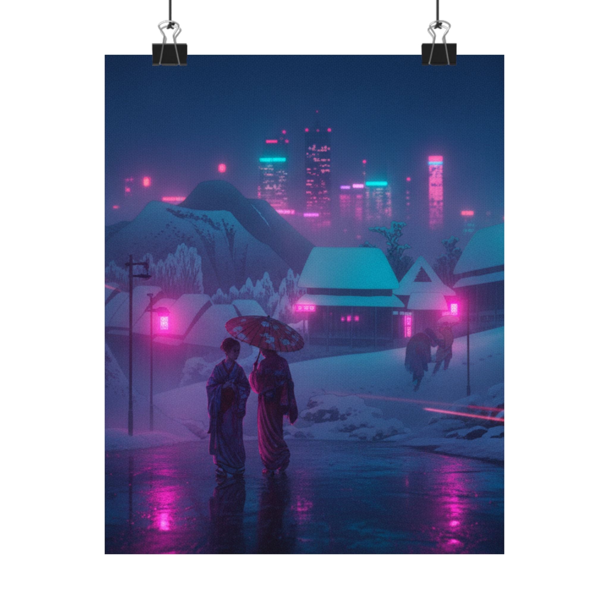 Neon Noir — Evening Snow — Matte Poster