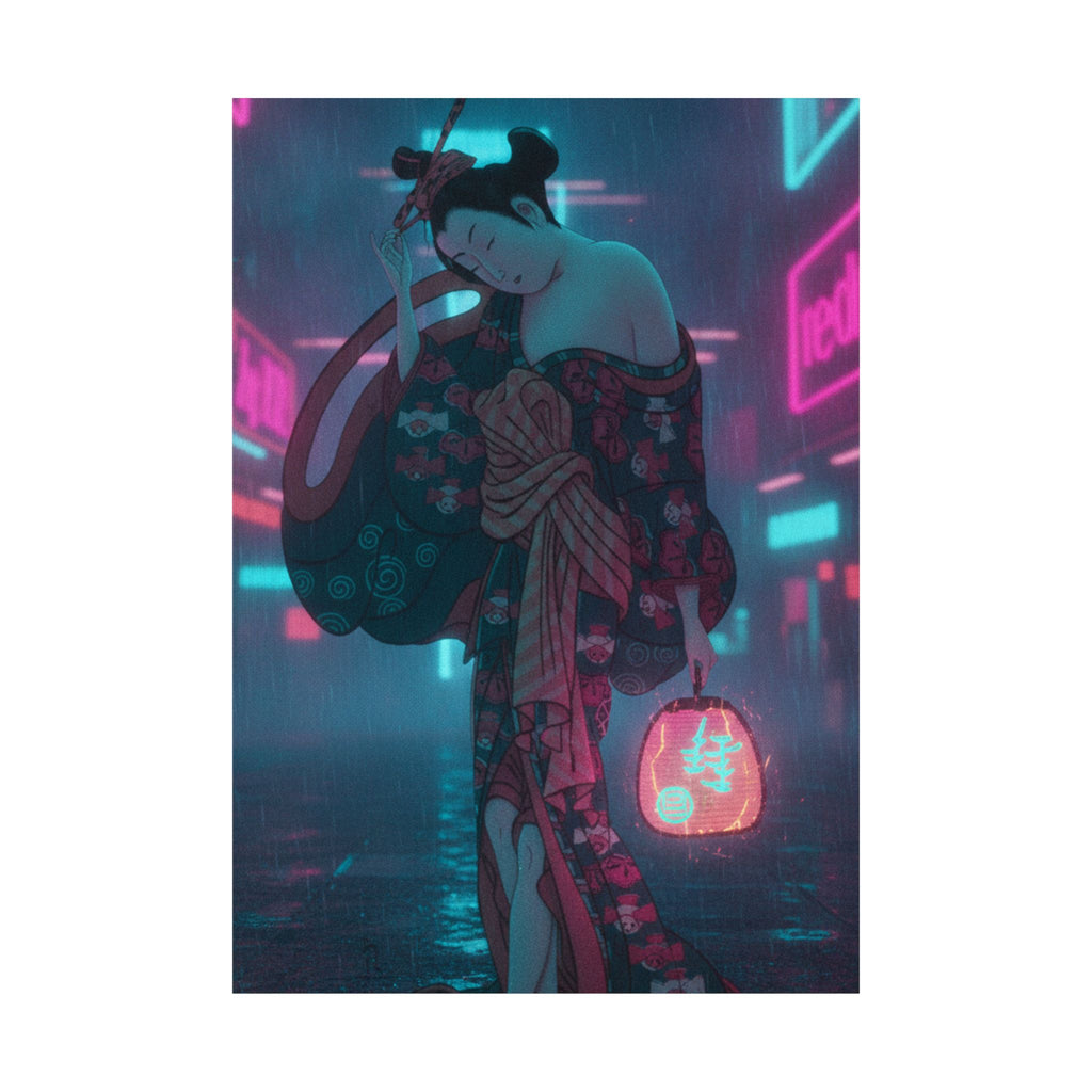 Neon Noir — Summer Willow In The Breeze — Matte Poster