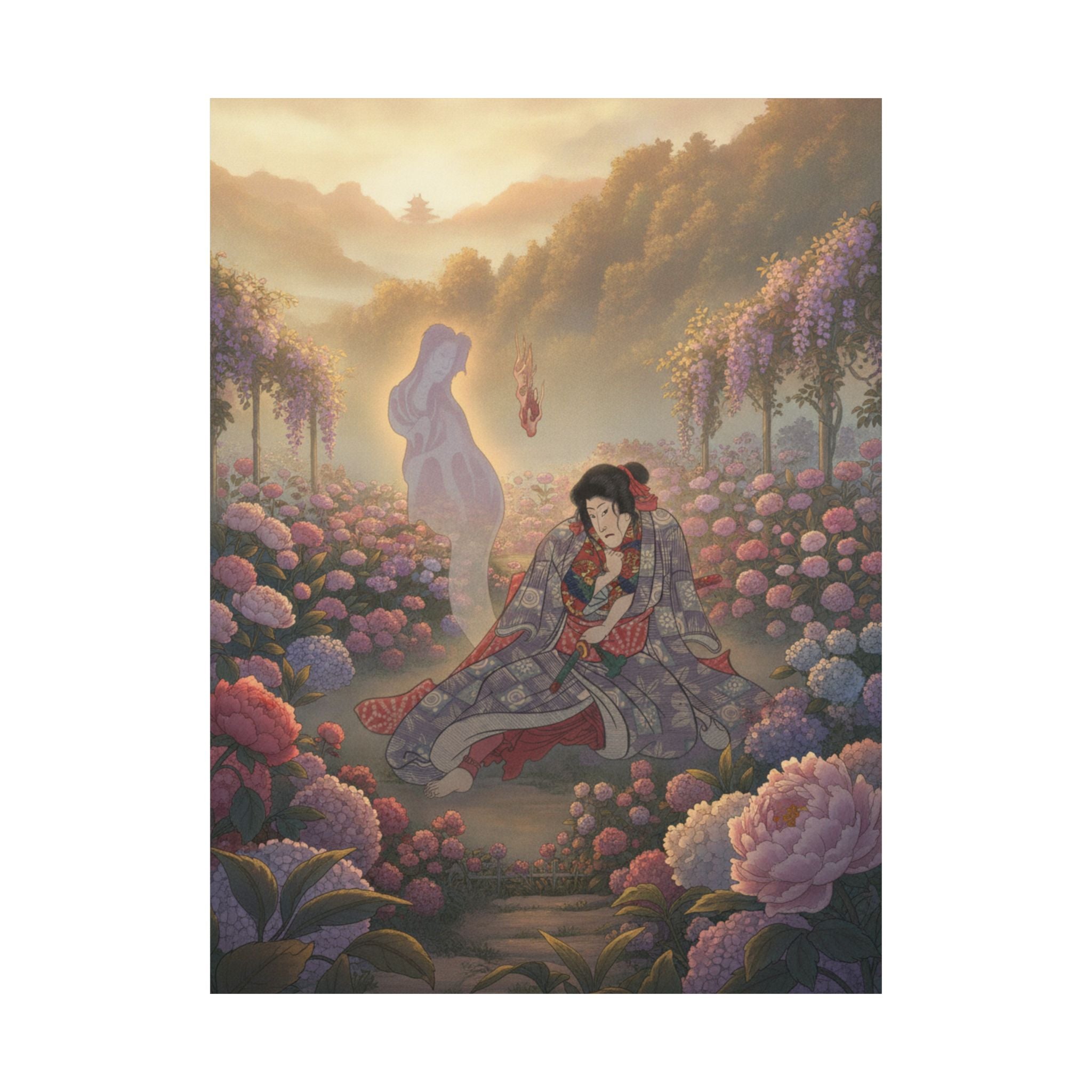 Scenic Nature — Toriyama Akinari Terutada With Ghost; (The Lavender Chapter) — Matte Poster