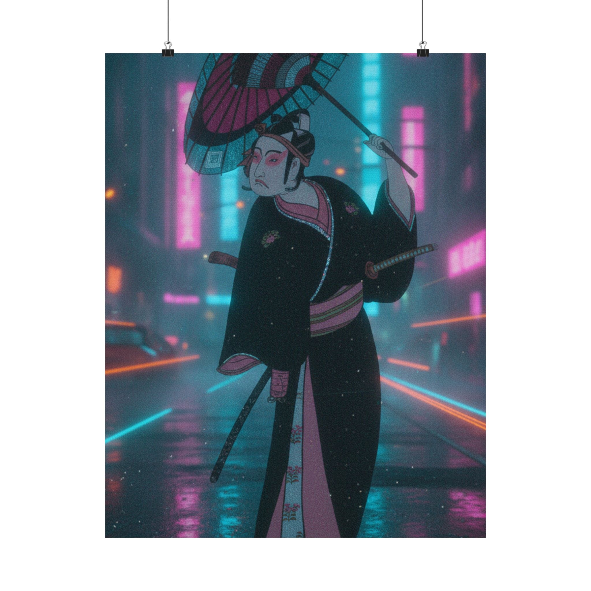 Neon Noir — The Third Ichikawa Yaozo In The Role Of The Otokodate Sukeroku — Matte Poster