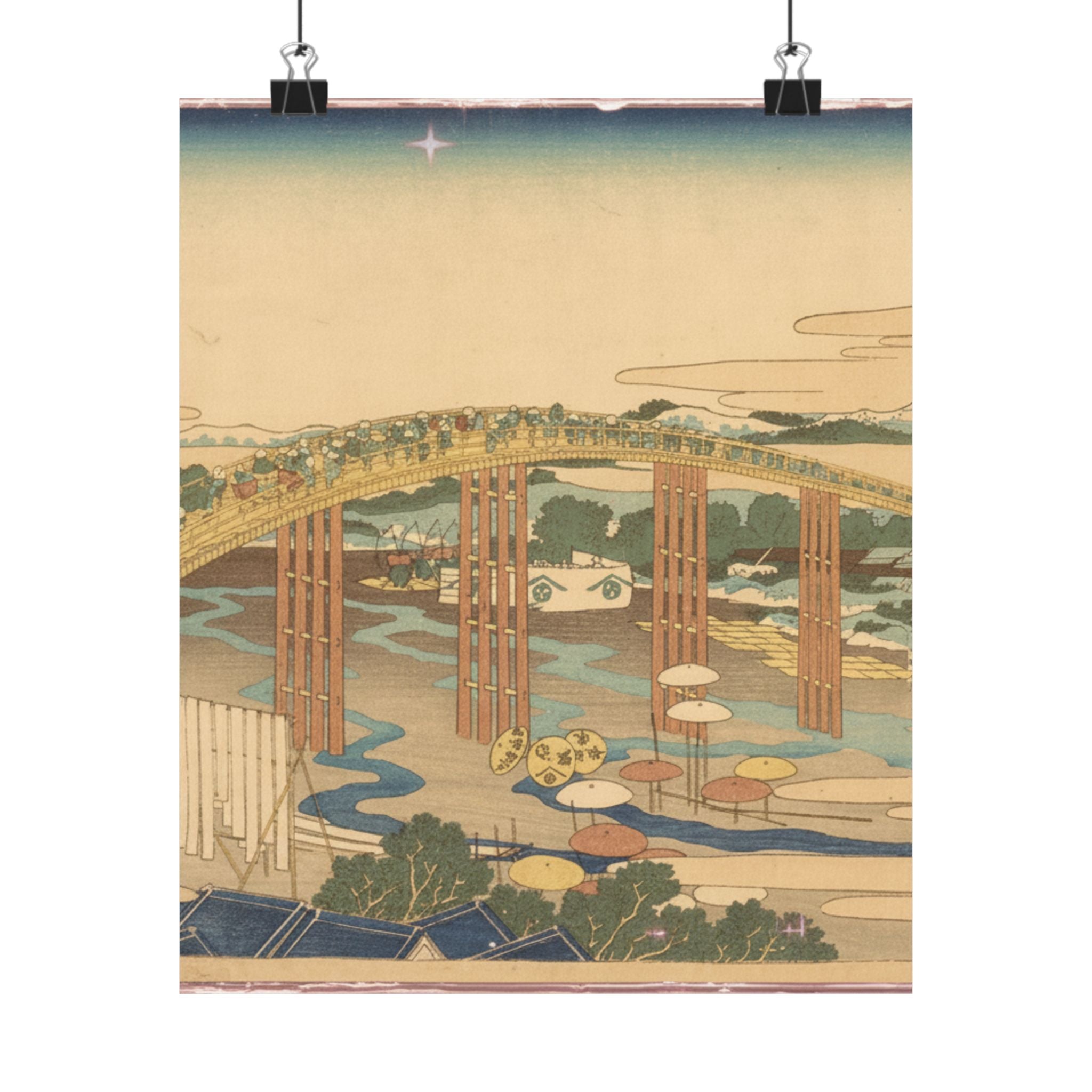Scenic Nature — Yahagi Bridge At Okazaki On The Tōkaidō (Tōkaidō Okazaki Yahagi No Hashi), From  — Matte Poster