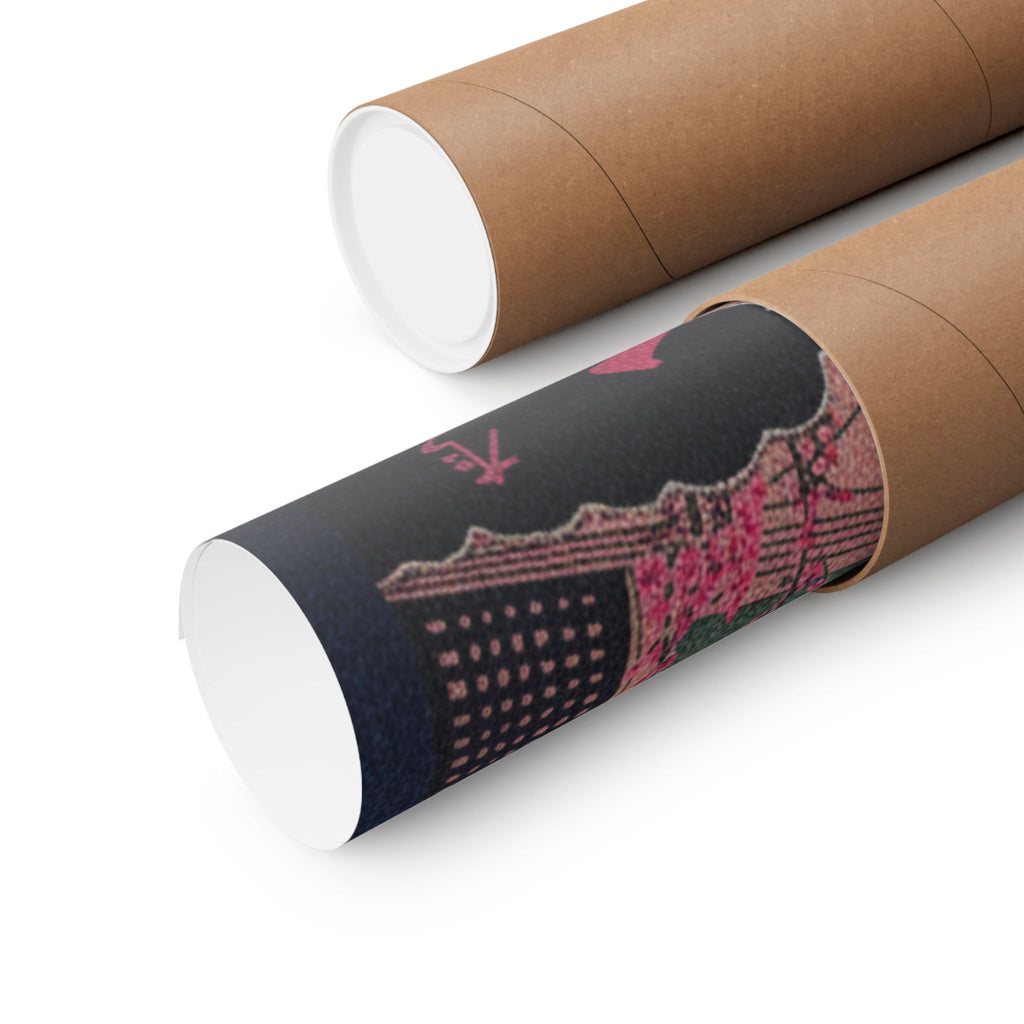 Japanese Street — Samurai Admiring Pine-Tree And Plum Blossoms — Matte Poster