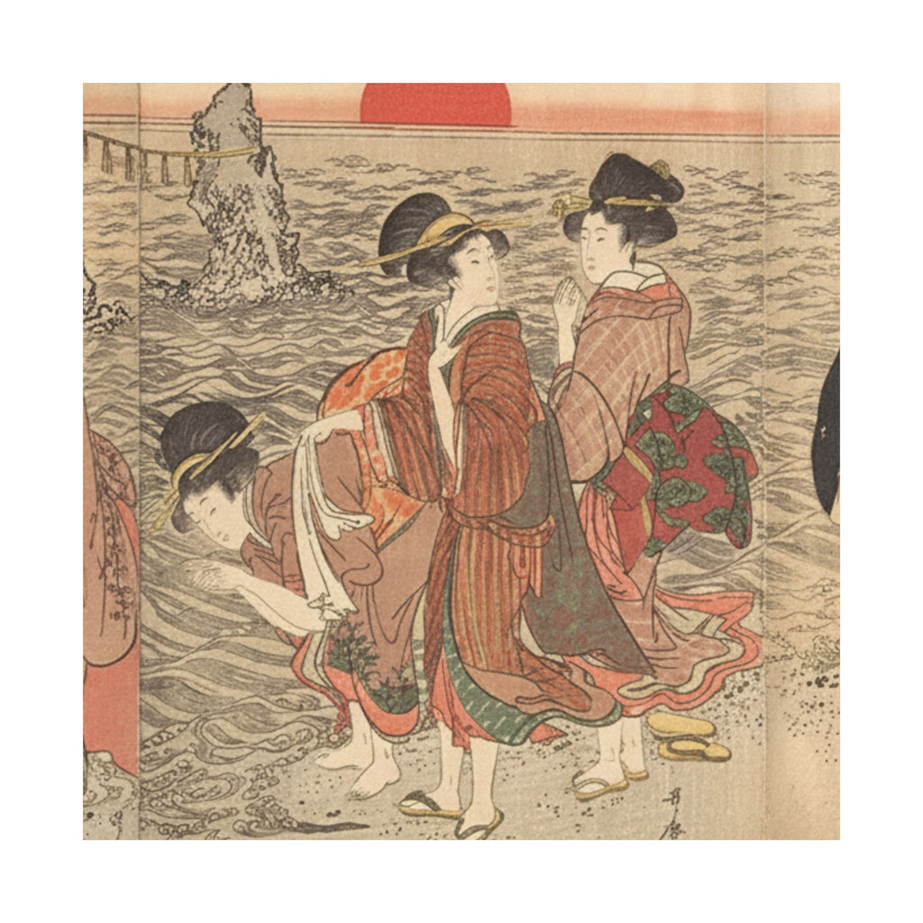 Ecommerce Main — Women Worshipping The Rising Sun Between The Twin Rocks At Ise — Matte Poster