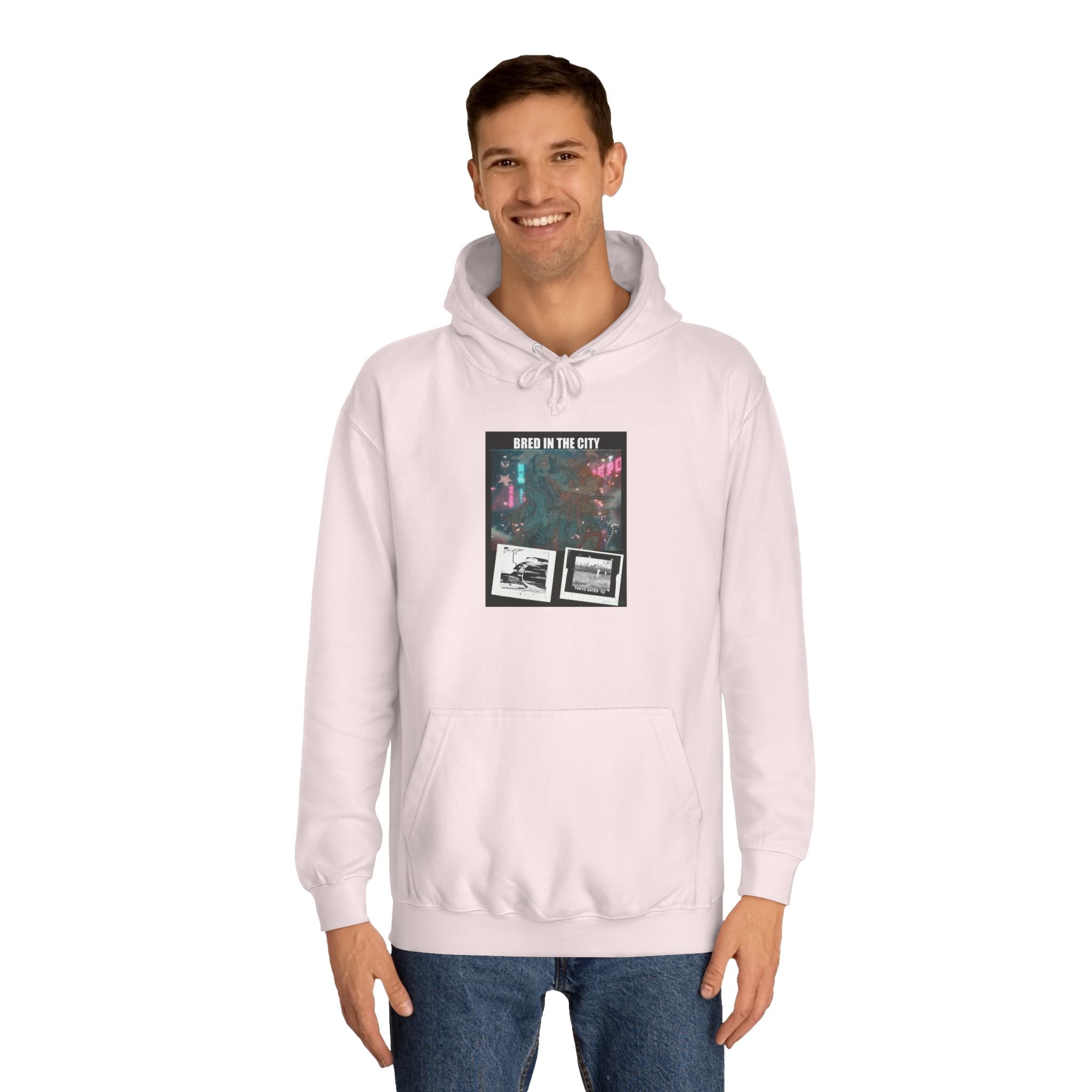 Bred In The City Neon Car Polaroid Collage Hoodie