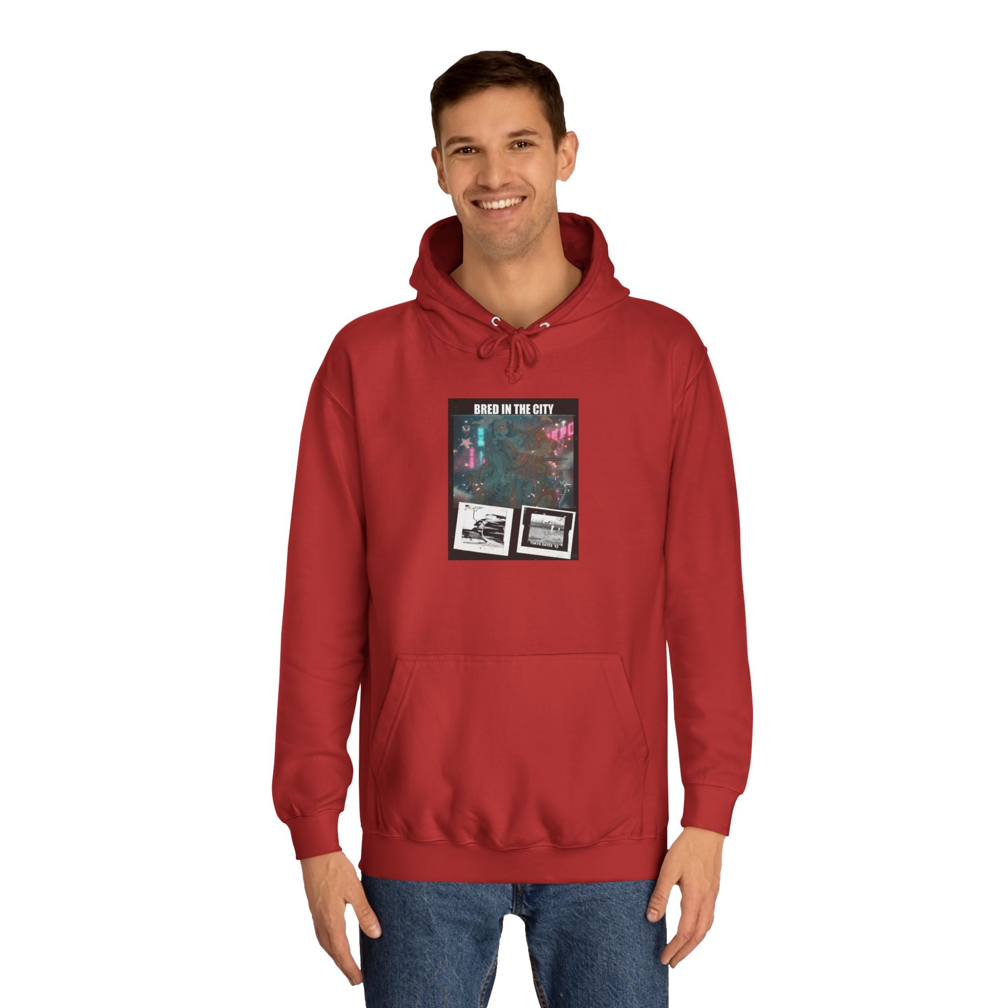 Bred In The City Neon Car Polaroid Collage Hoodie