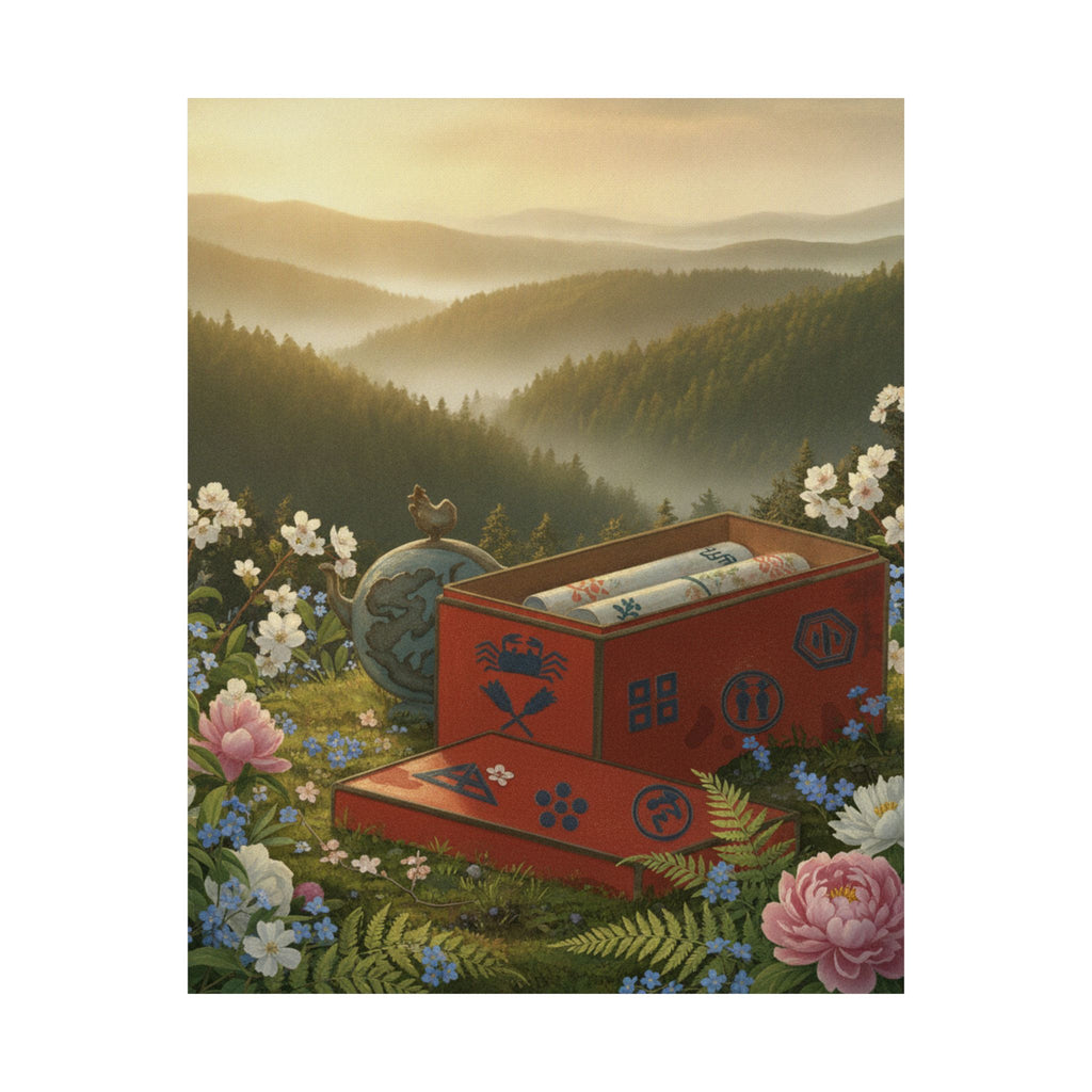 Scenic Nature — Red Lacquer Box And Water-Pot — Matte Poster
