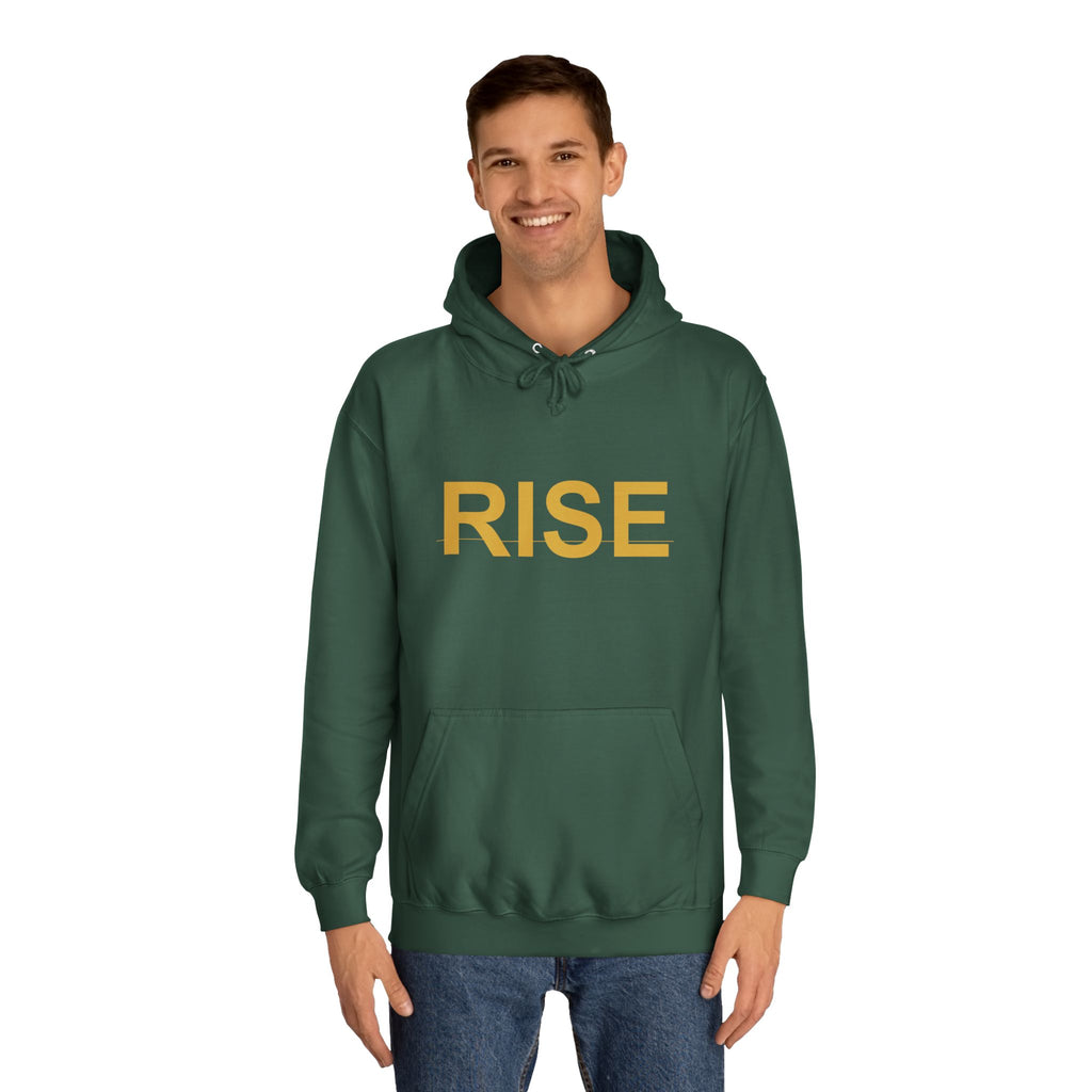 RISE Gold Block Letter Minimal Typography Hoodie