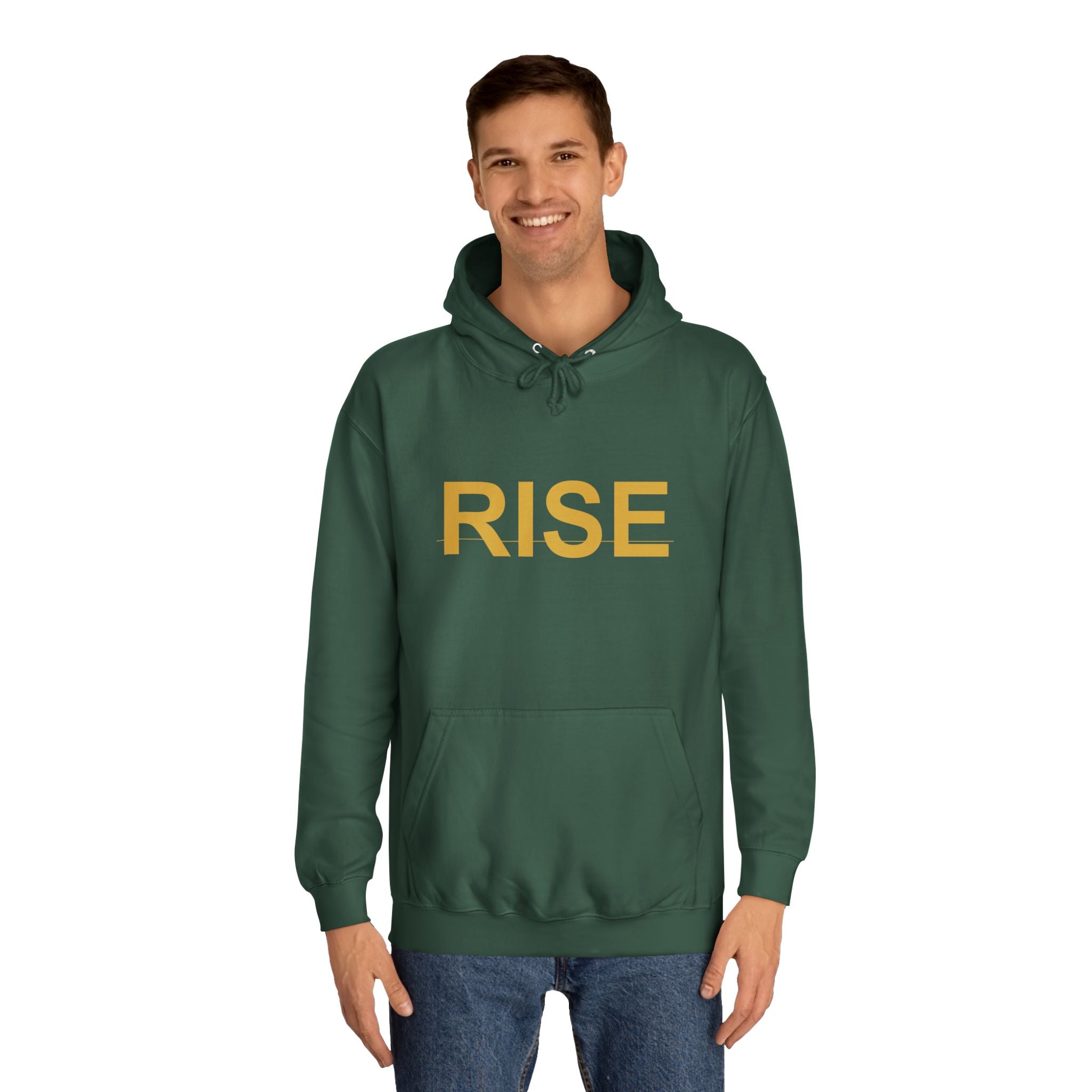RISE Gold Block Letter Minimal Typography Hoodie