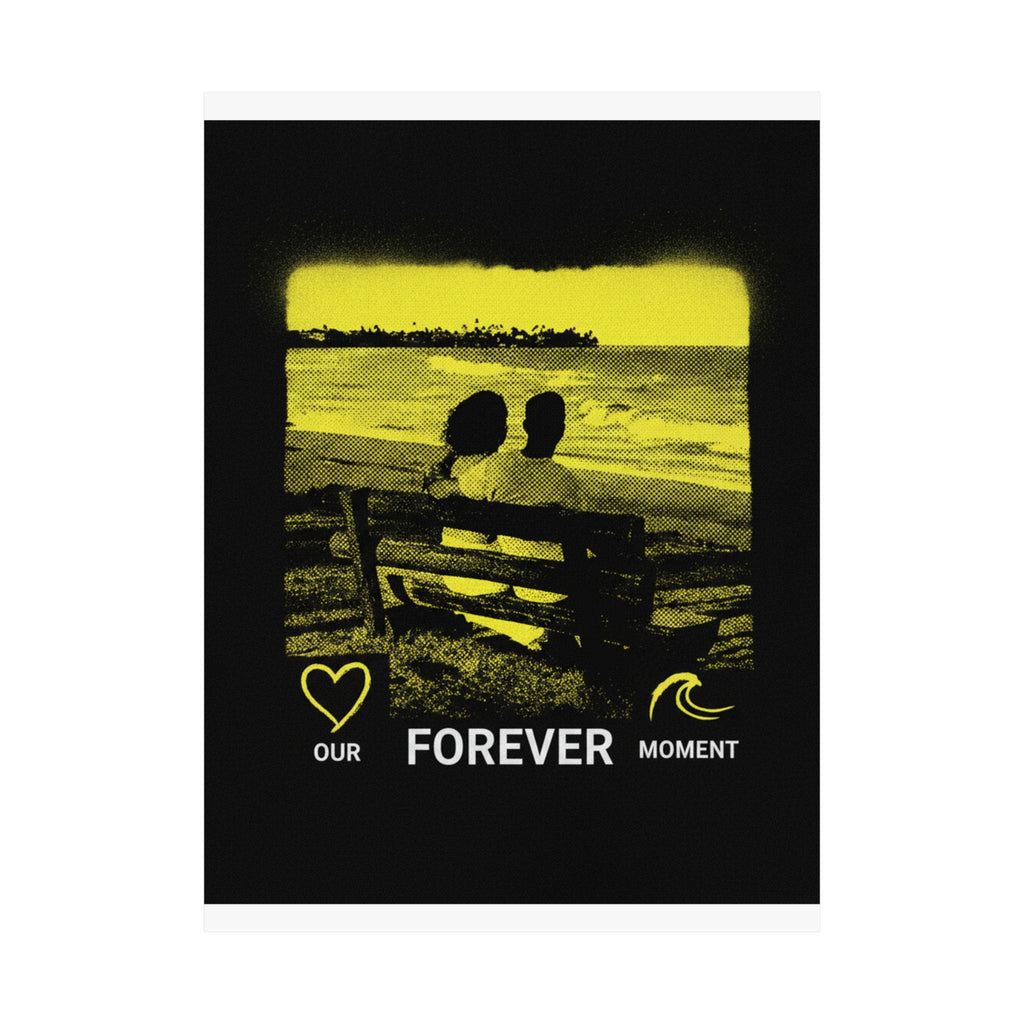 Our Forever Moment Beach Sunset Couple Yellow Matte Poster