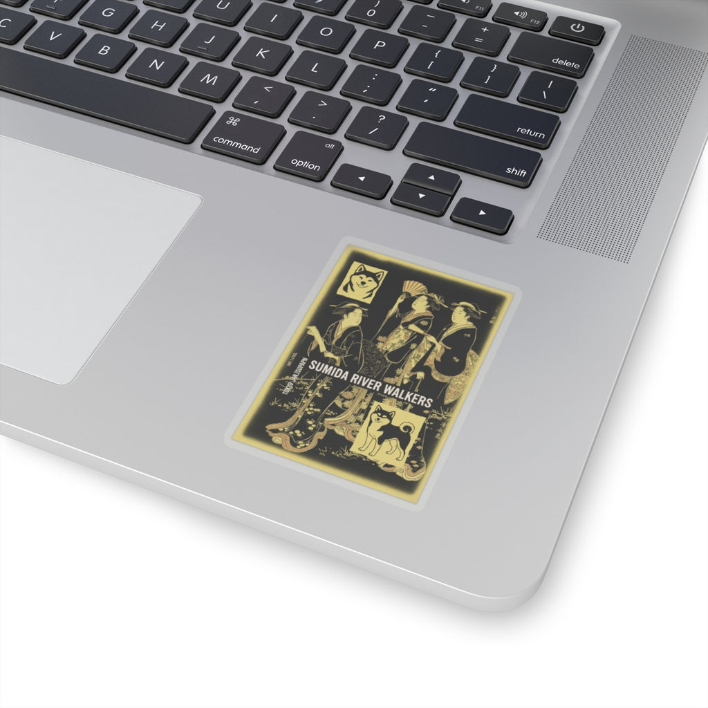 Streetwear Collage — Three Young Women Strolling On The Bank Of The Sumida River — Kiss-Cut Sticker