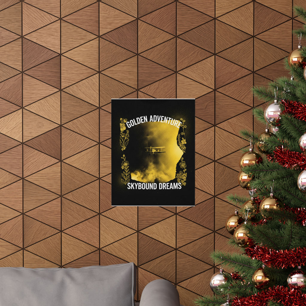 Golden Adventure Skybound Dreams Biplane Art Poster