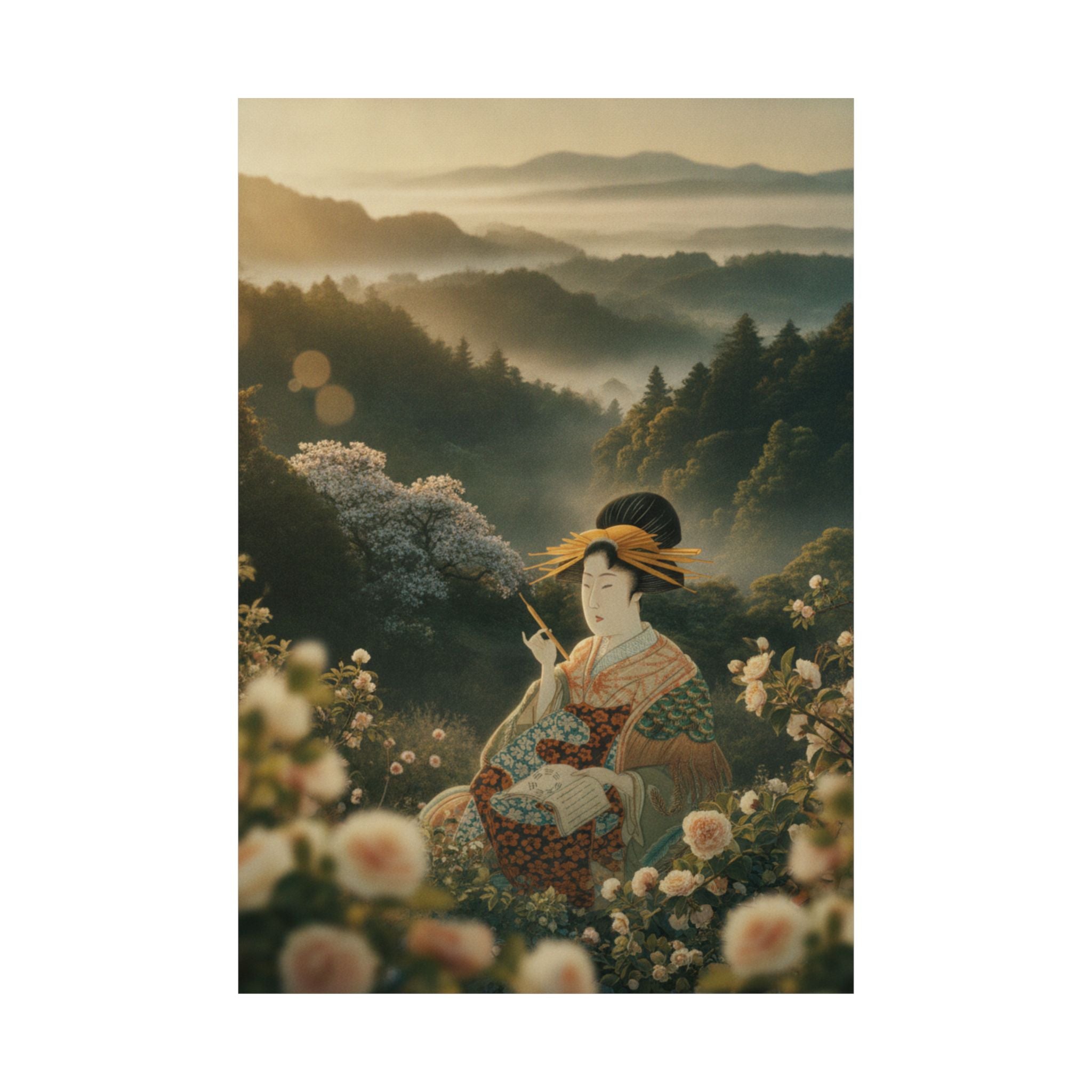 Scenic Nature — Courtesan With Book And Hair-Pin — Matte Poster