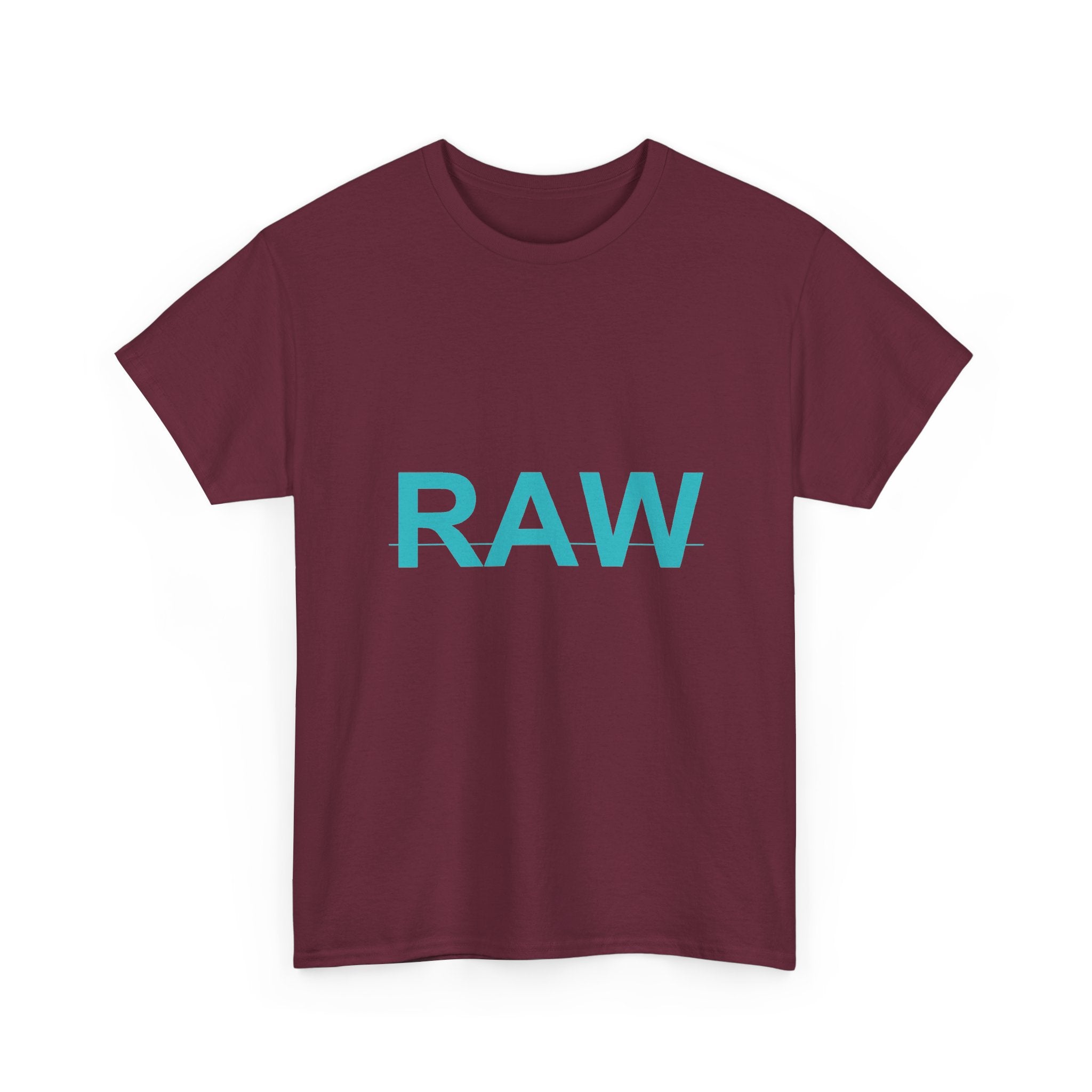 RAW Teal Block Letter Minimalist Statement Tee