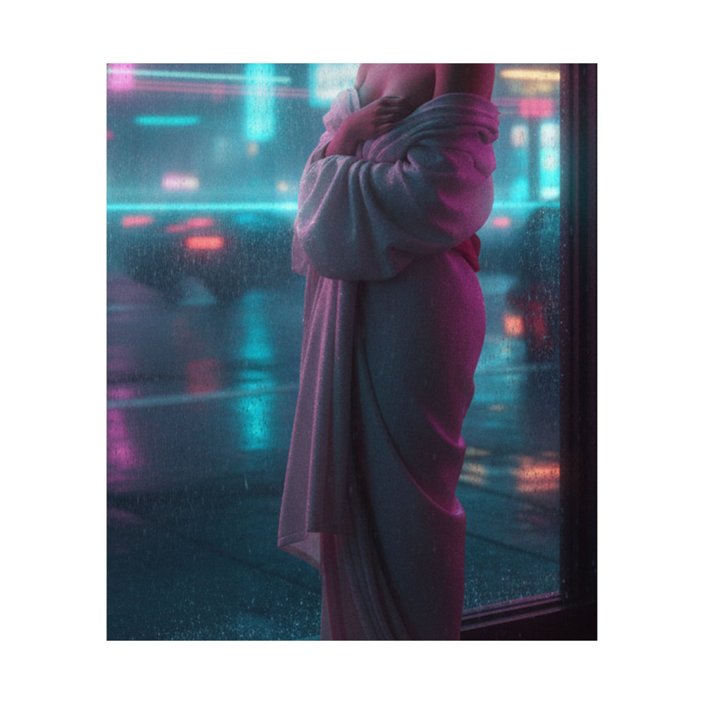 Neon Noir — Girl Drying Herself After Her Bath — Matte Poster