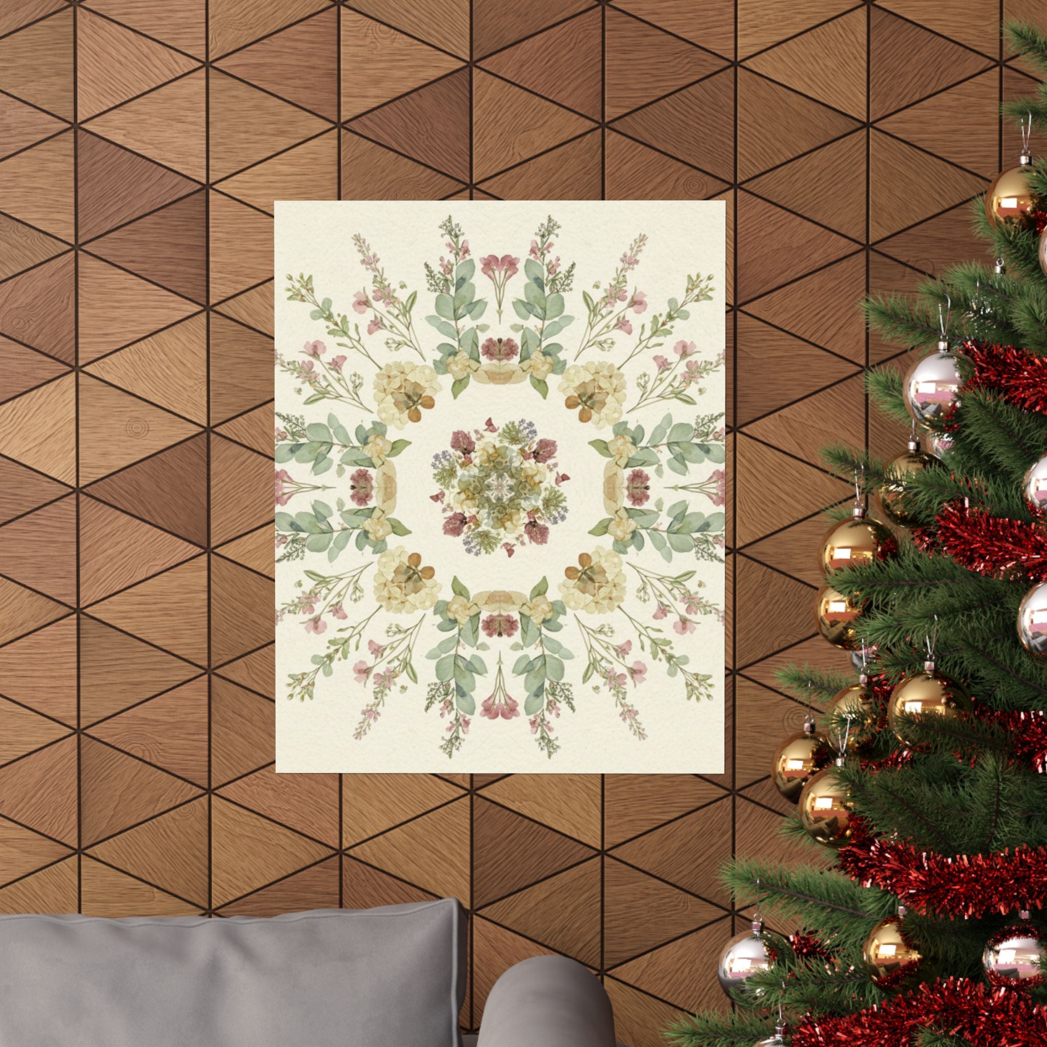 Pressed Wildflower Symmetry Cottagecore Botanical Poster