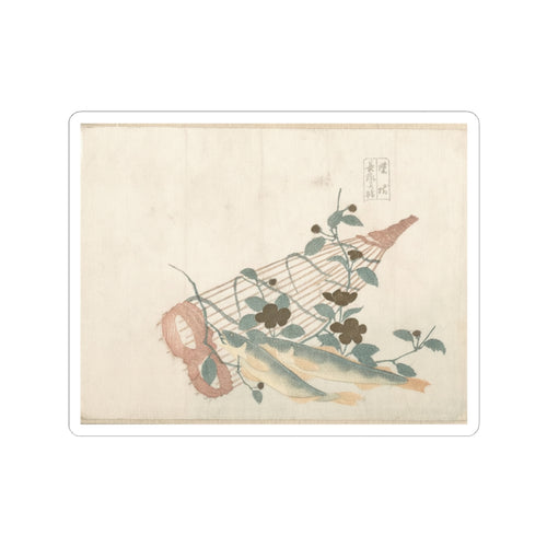 Botanical — Sweet Fishes Of The Nagara River, With Baskets And Flowers — Kiss-Cut Sticker