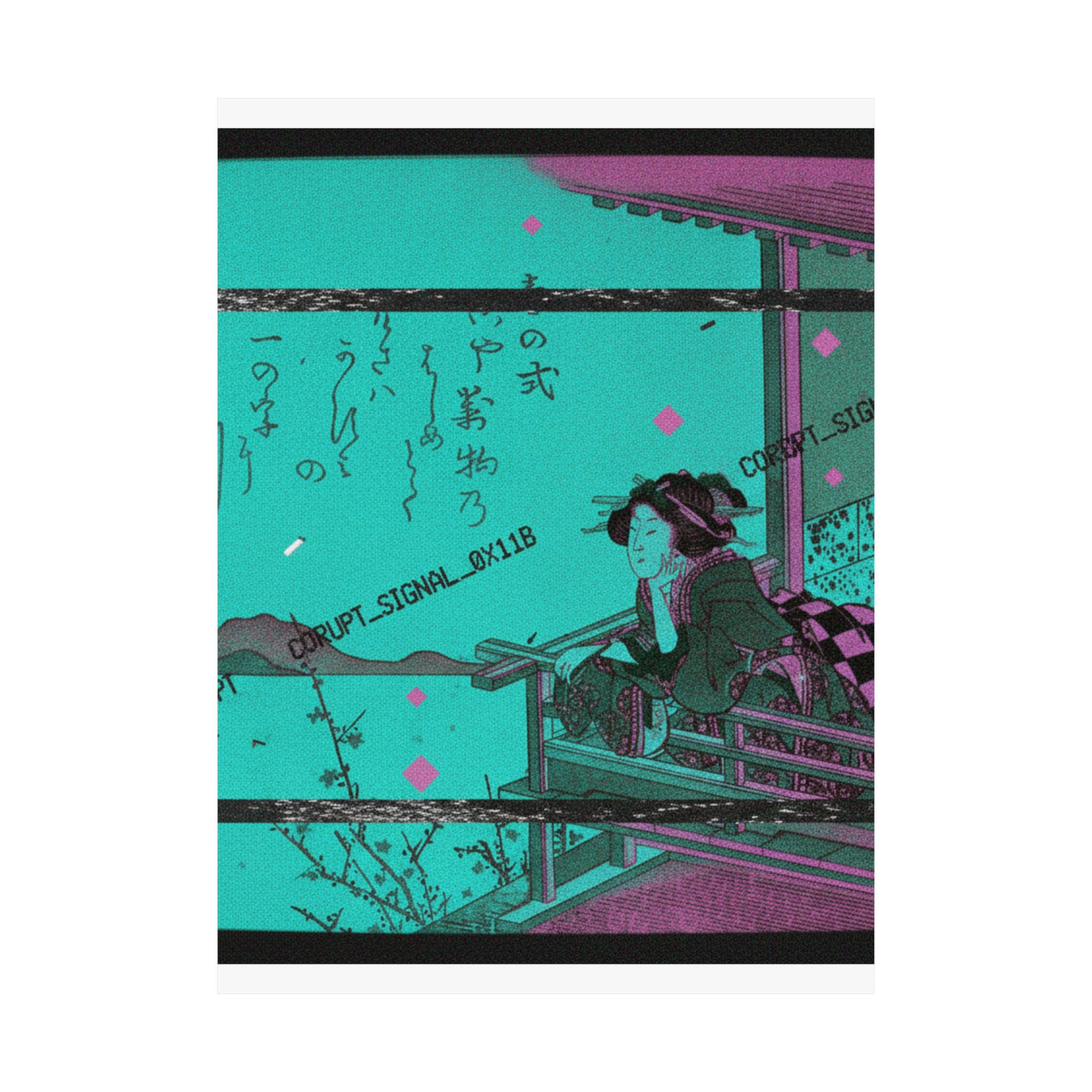 Glitch Culture — Courtesan Leaning On The Railing Of A Veranda — Matte Poster
