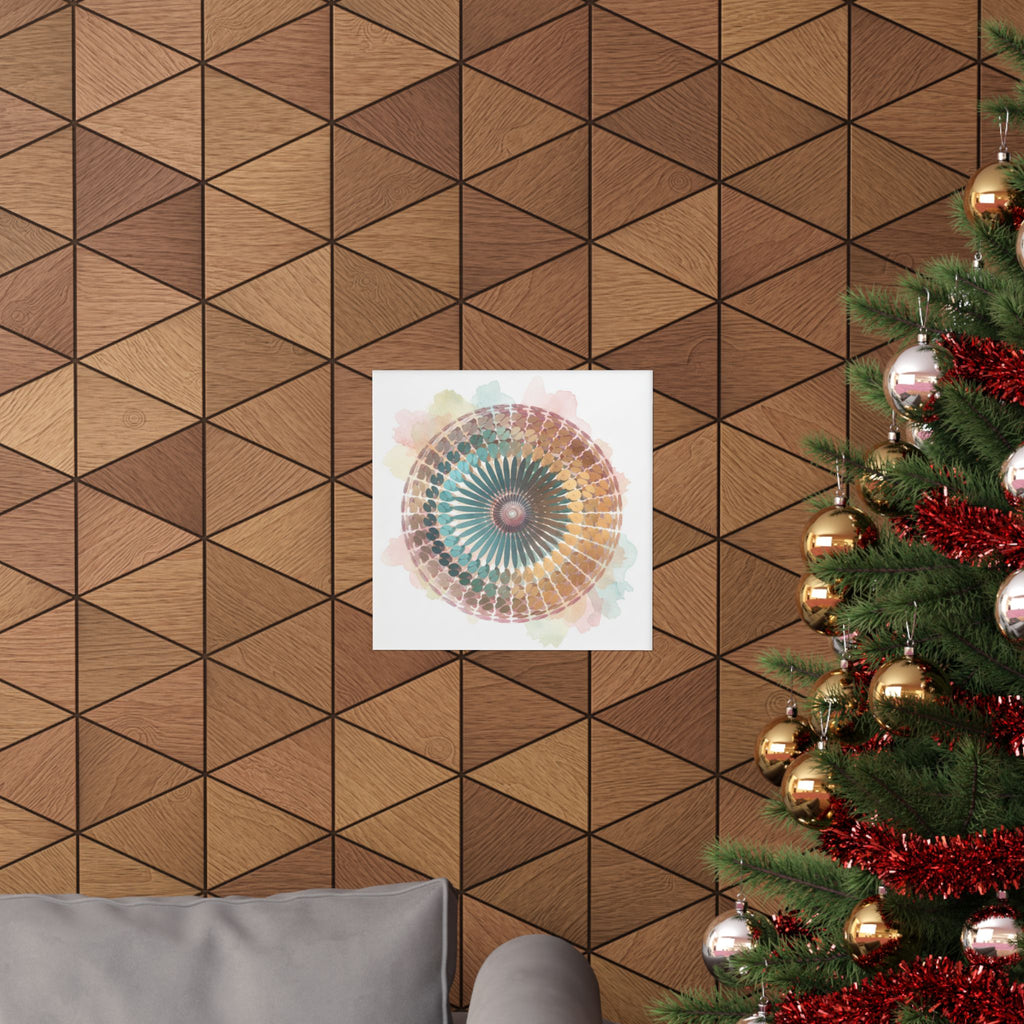 Terracotta and Teal Watercolour Spiral Mandala Poster