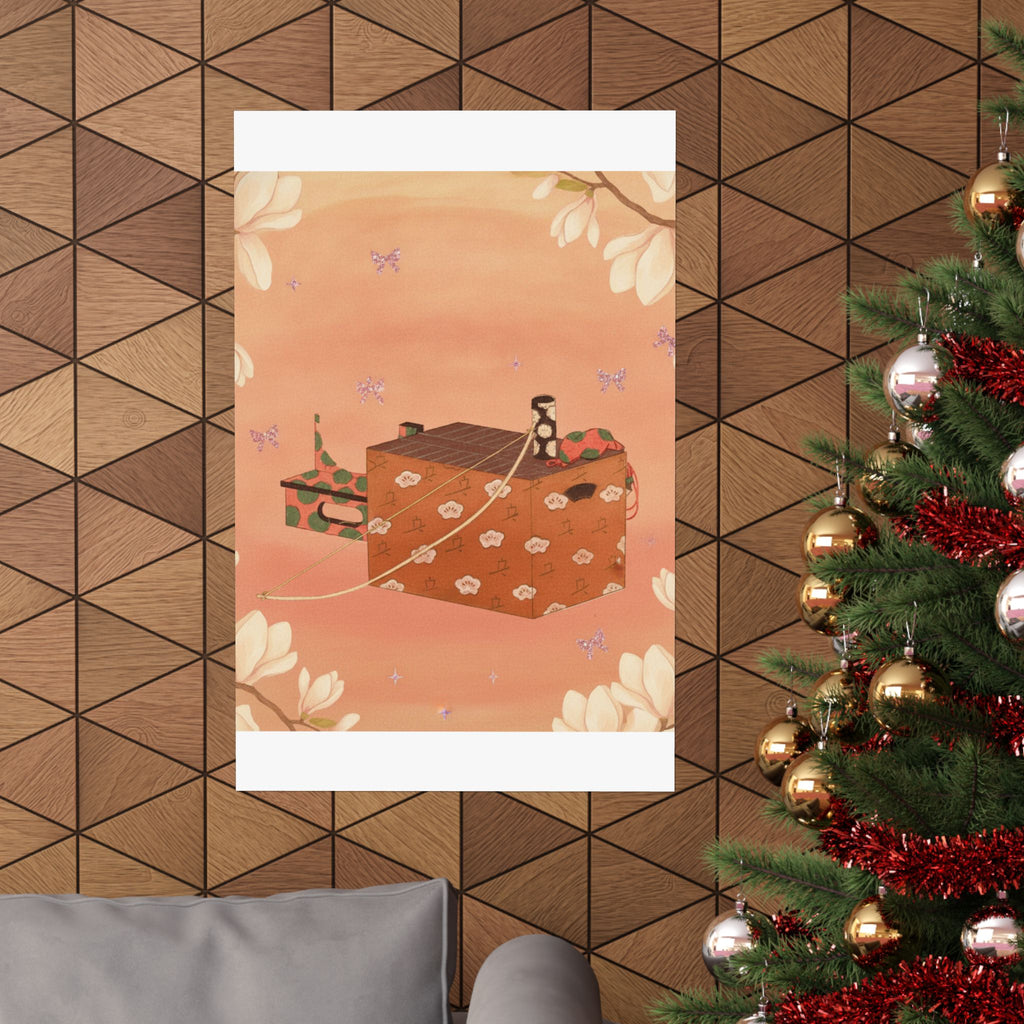 Southern Sunset — Box For Sugoroku Game (A Kind Of Backgammon), Bow And Drum — Matte Poster