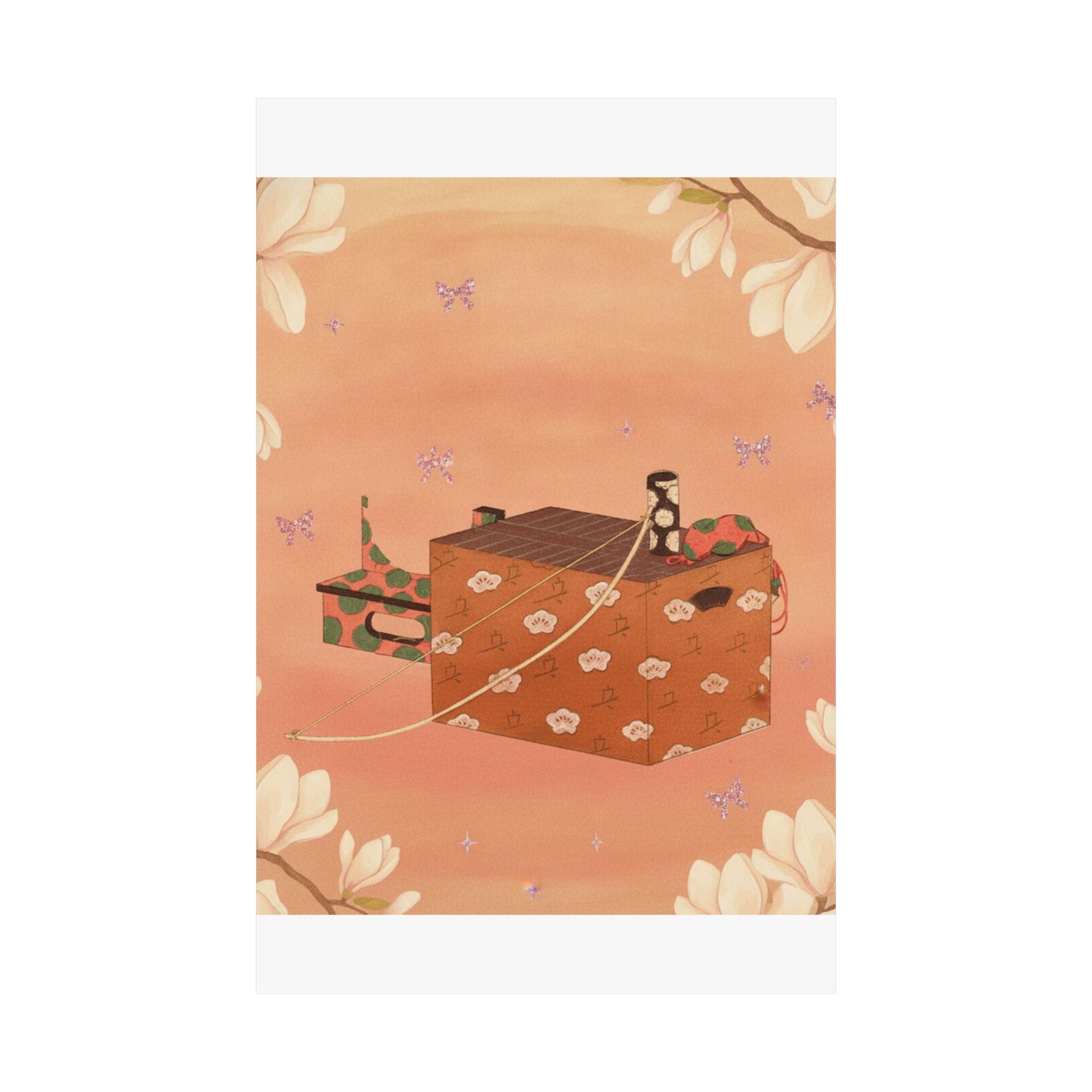 Southern Sunset — Box For Sugoroku Game (A Kind Of Backgammon), Bow And Drum — Matte Poster
