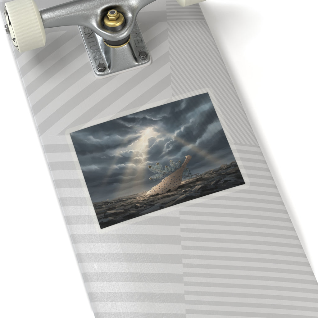 Dramatic Storm — Young Pine Tree And Jeweled Broom — Kiss-Cut Sticker